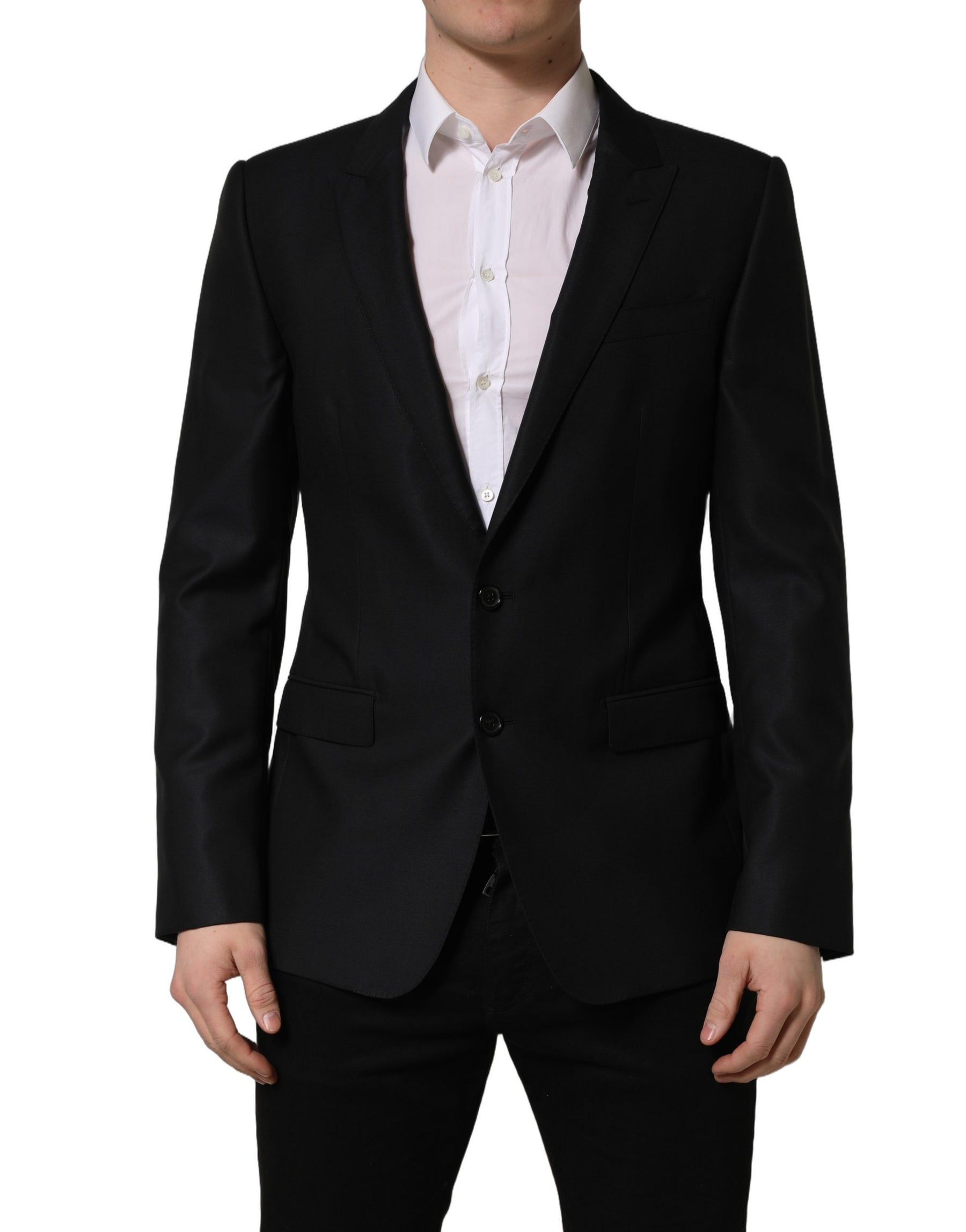 Dolce & Gabbana Black Wool Single Breasted Men Blazer Jacket | Regal Royce