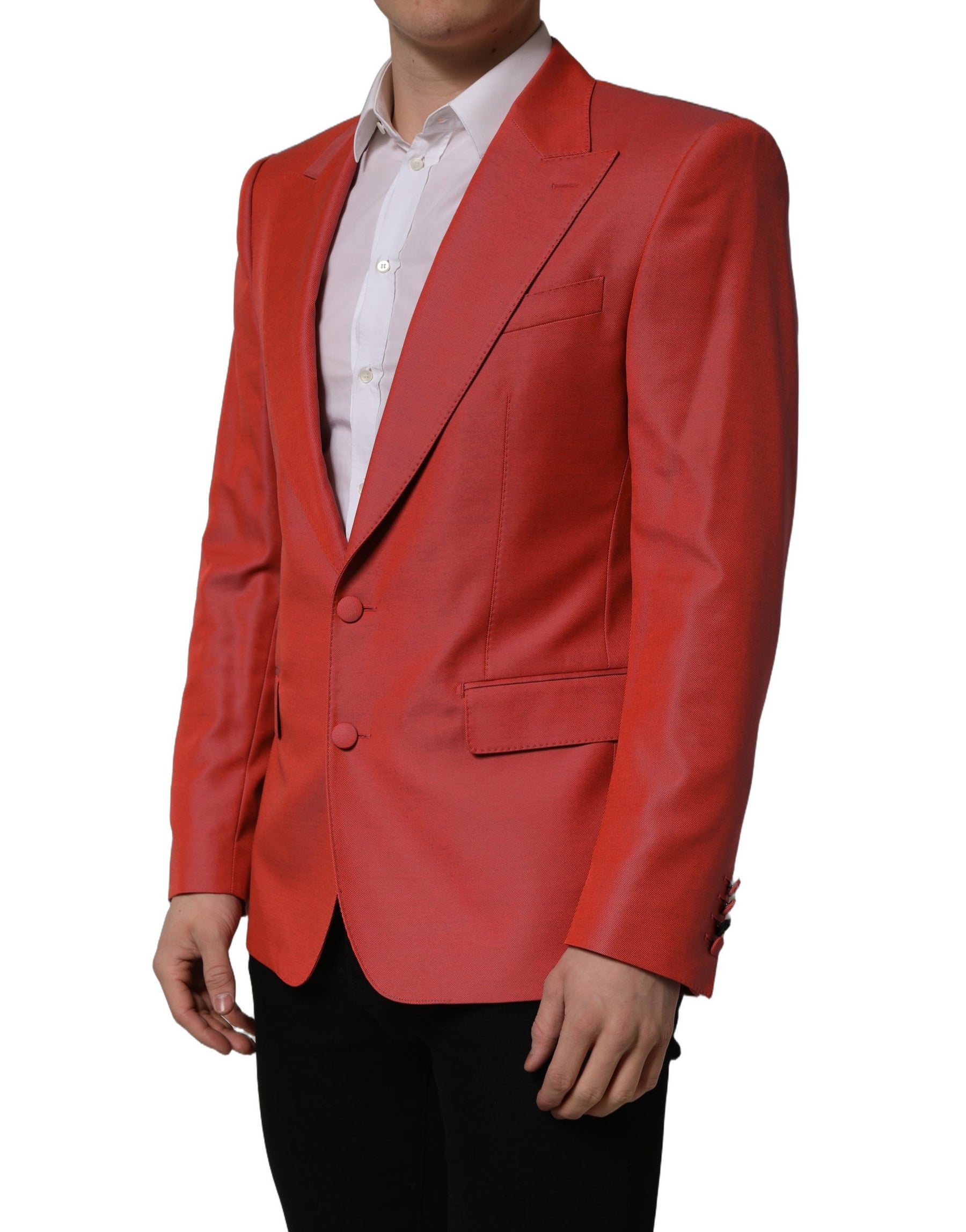 Dolce & Gabbana Red Wool Single Breasted Men Blazer Jacket | Regal Royce