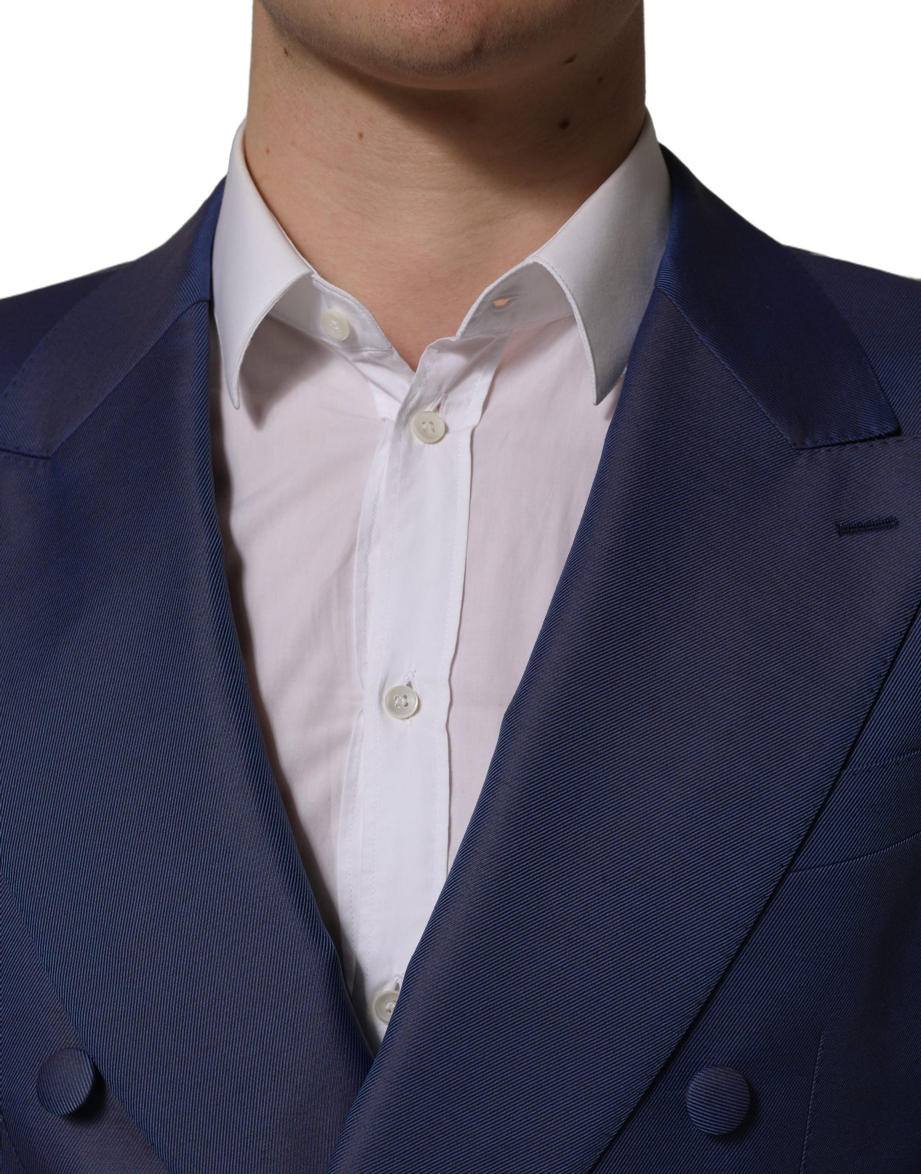 Dolce & Gabbana Blue Wool Double Breasted Men Blazer Jacket | Regal Royce