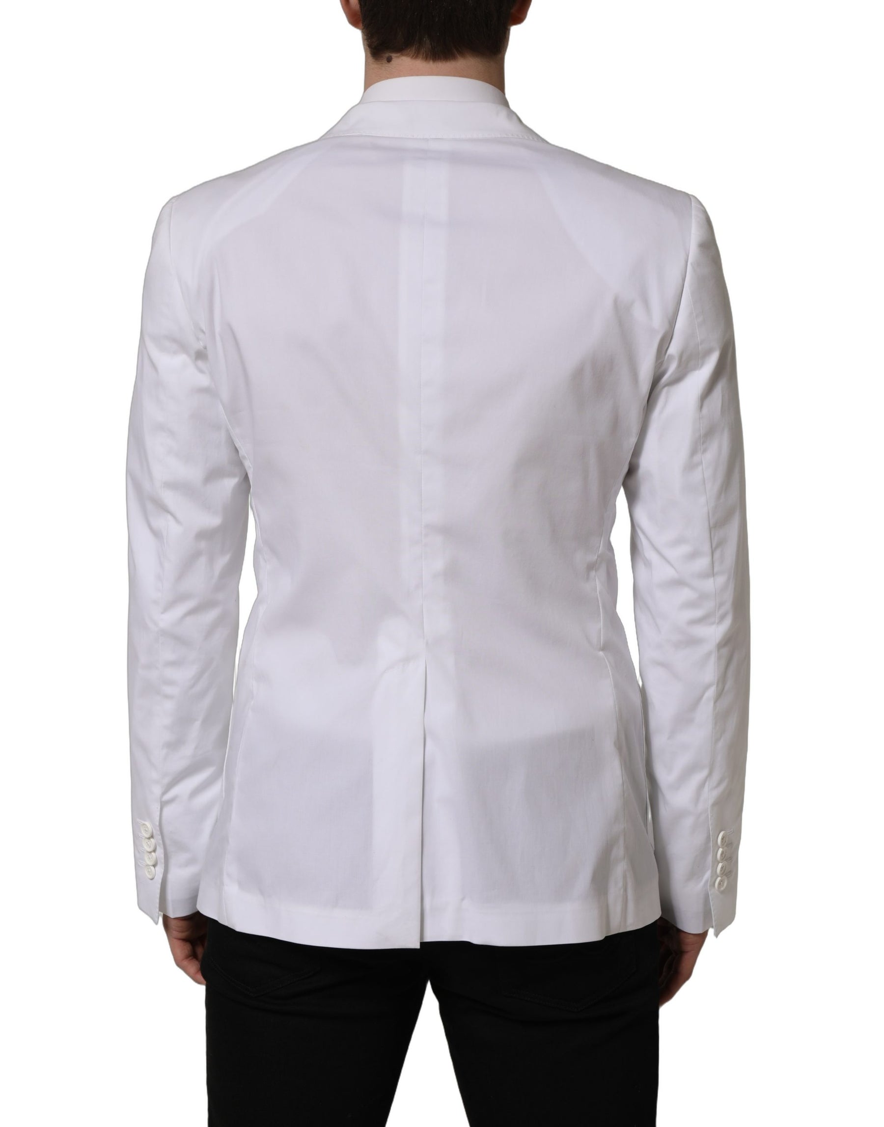 Dolce & Gabbana White Cotton Double Breasted Blazer Jacket | Regal Royce