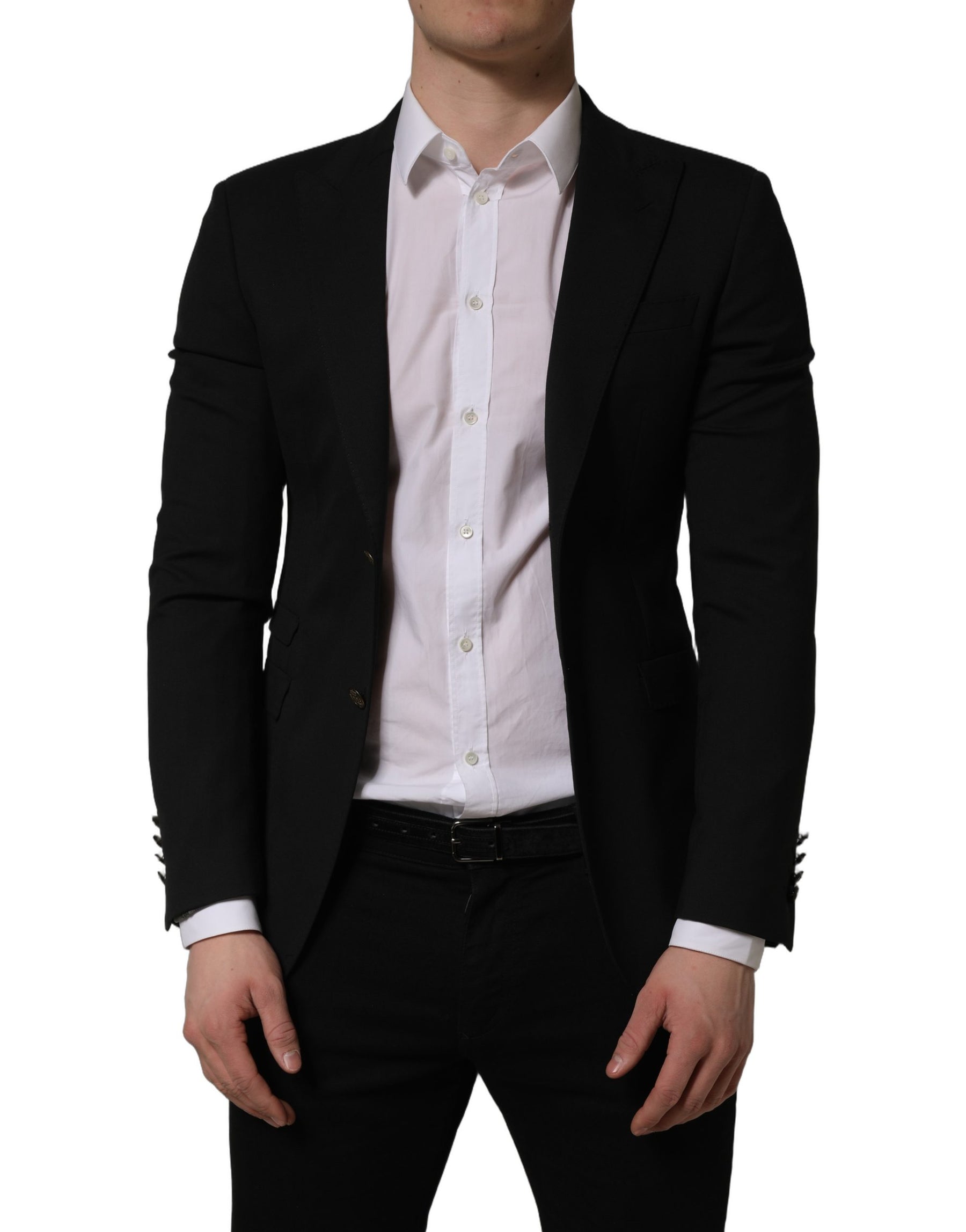 Dolce & Gabbana Black Polyester Single Breasted Blazer Jacket | Regal Royce