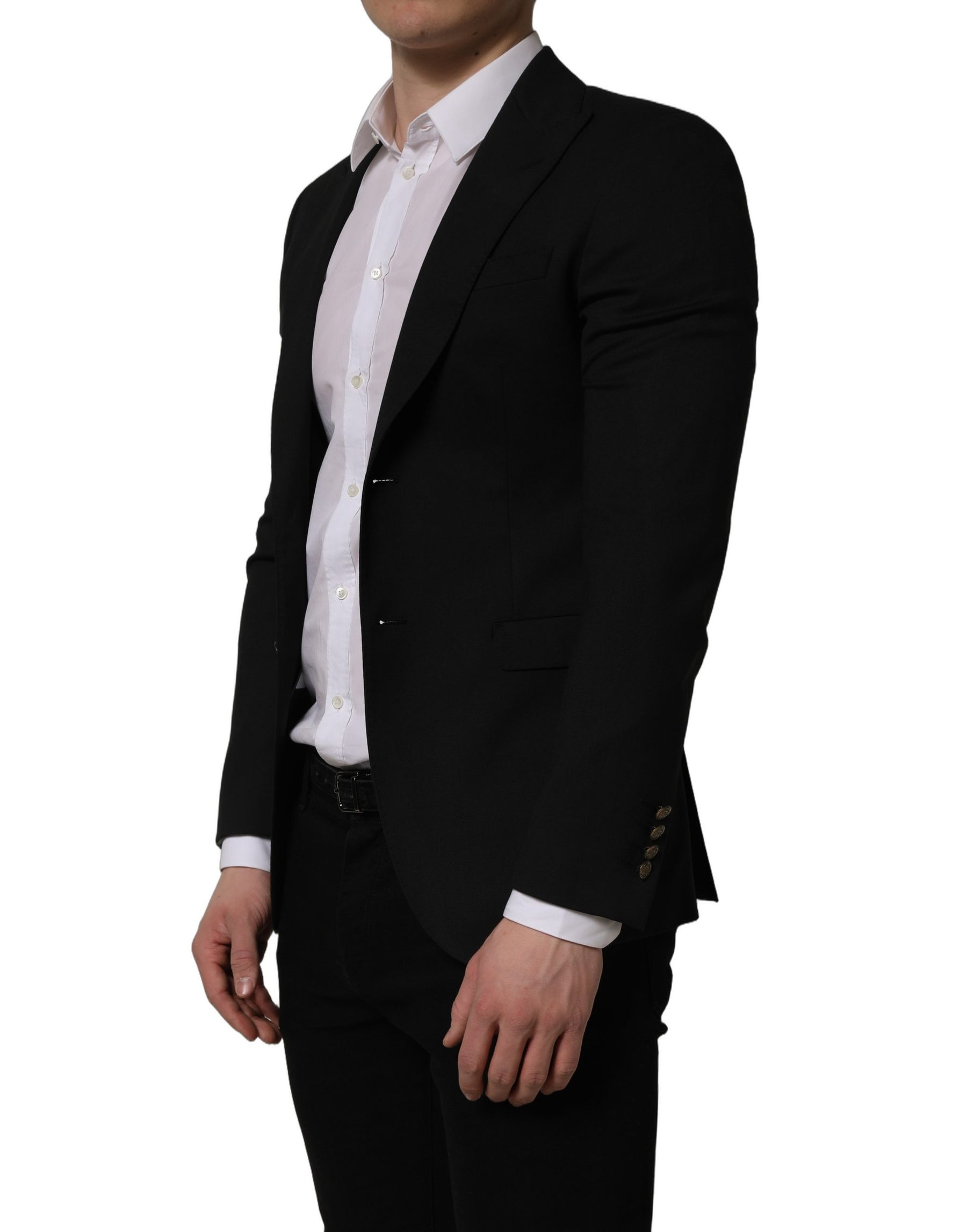 Dolce & Gabbana Black Polyester Single Breasted Blazer Jacket | Regal Royce