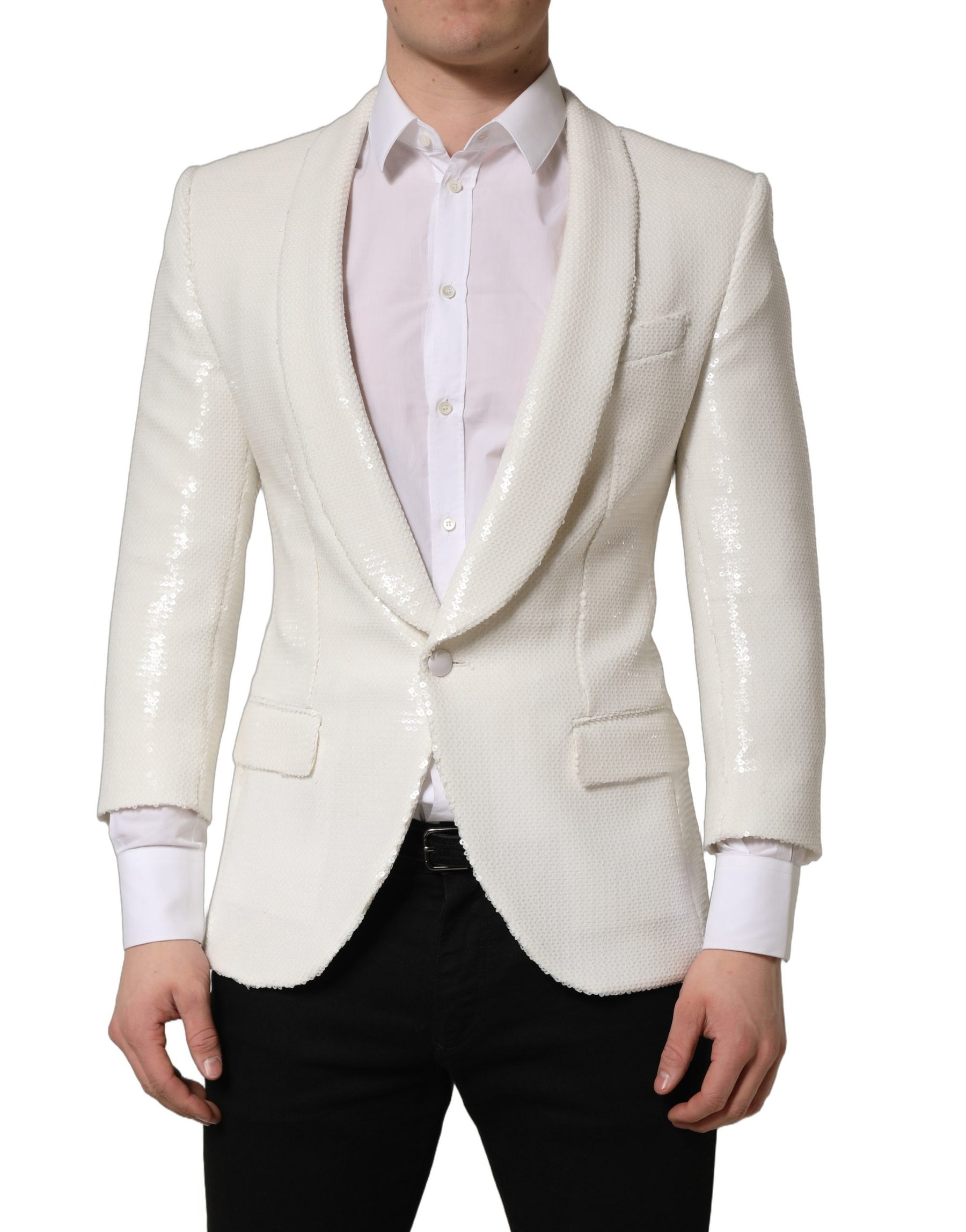 Dolce & Gabbana White Viscose Single Breasted Blazer Jacket | Regal Royce