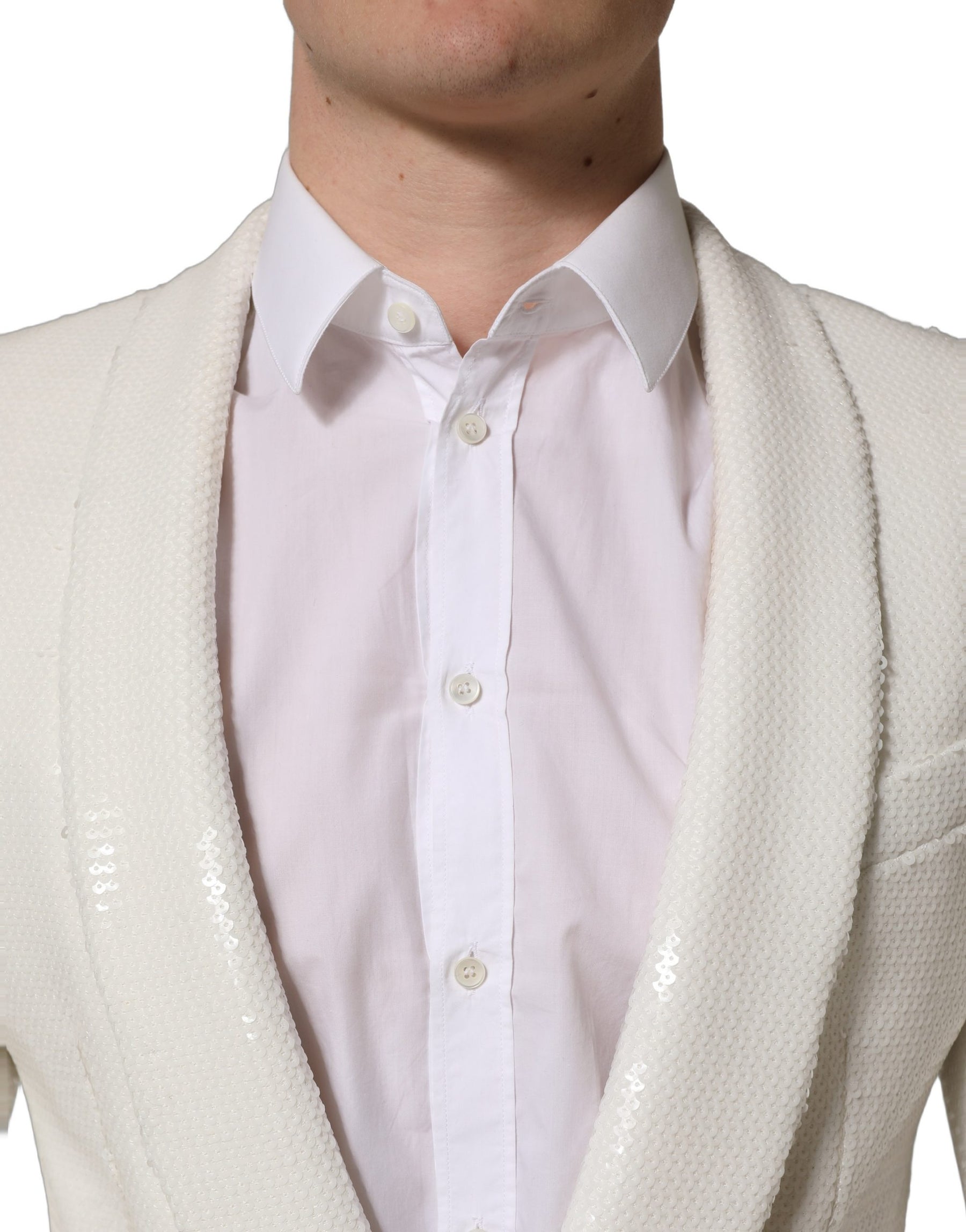 Dolce & Gabbana White Viscose Single Breasted Blazer Jacket | Regal Royce