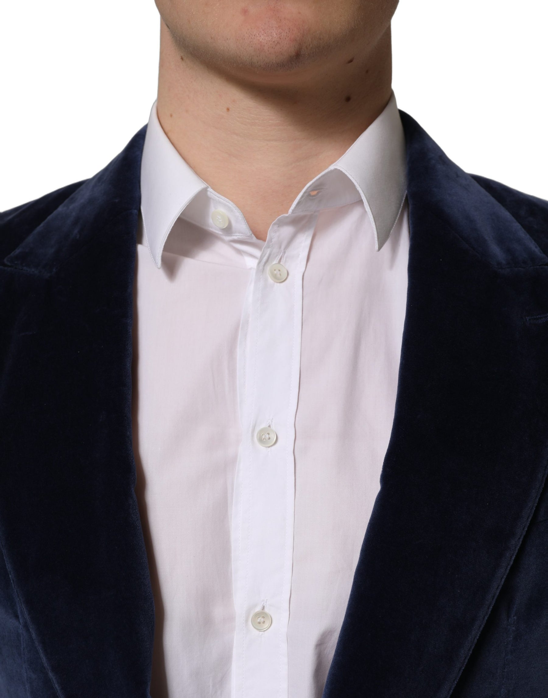 Dolce & Gabbana Blue Velvet Single Breasted Blazer Jacket | Regal Royce
