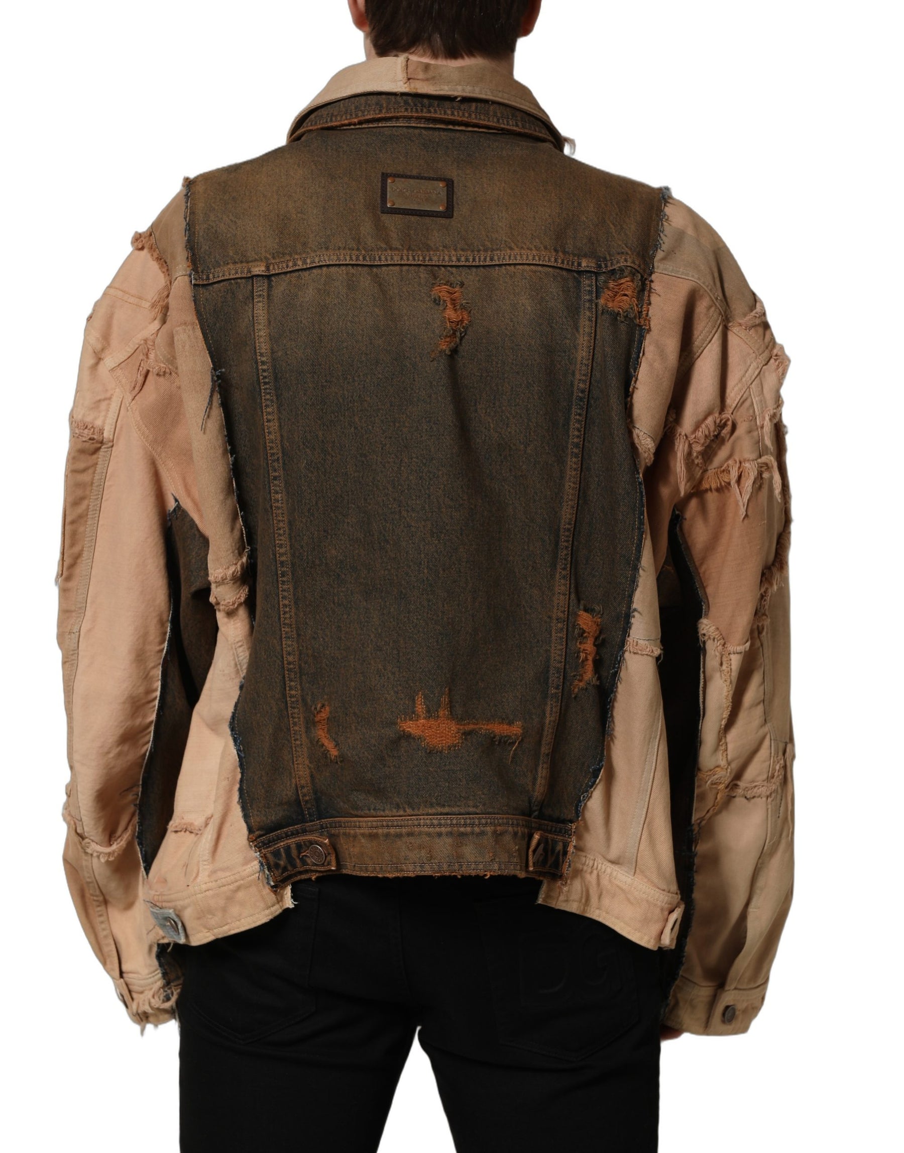 Dolce & Gabbana Multicolor Raw Cut Panelled Denim Men Jacket | Regal Royce