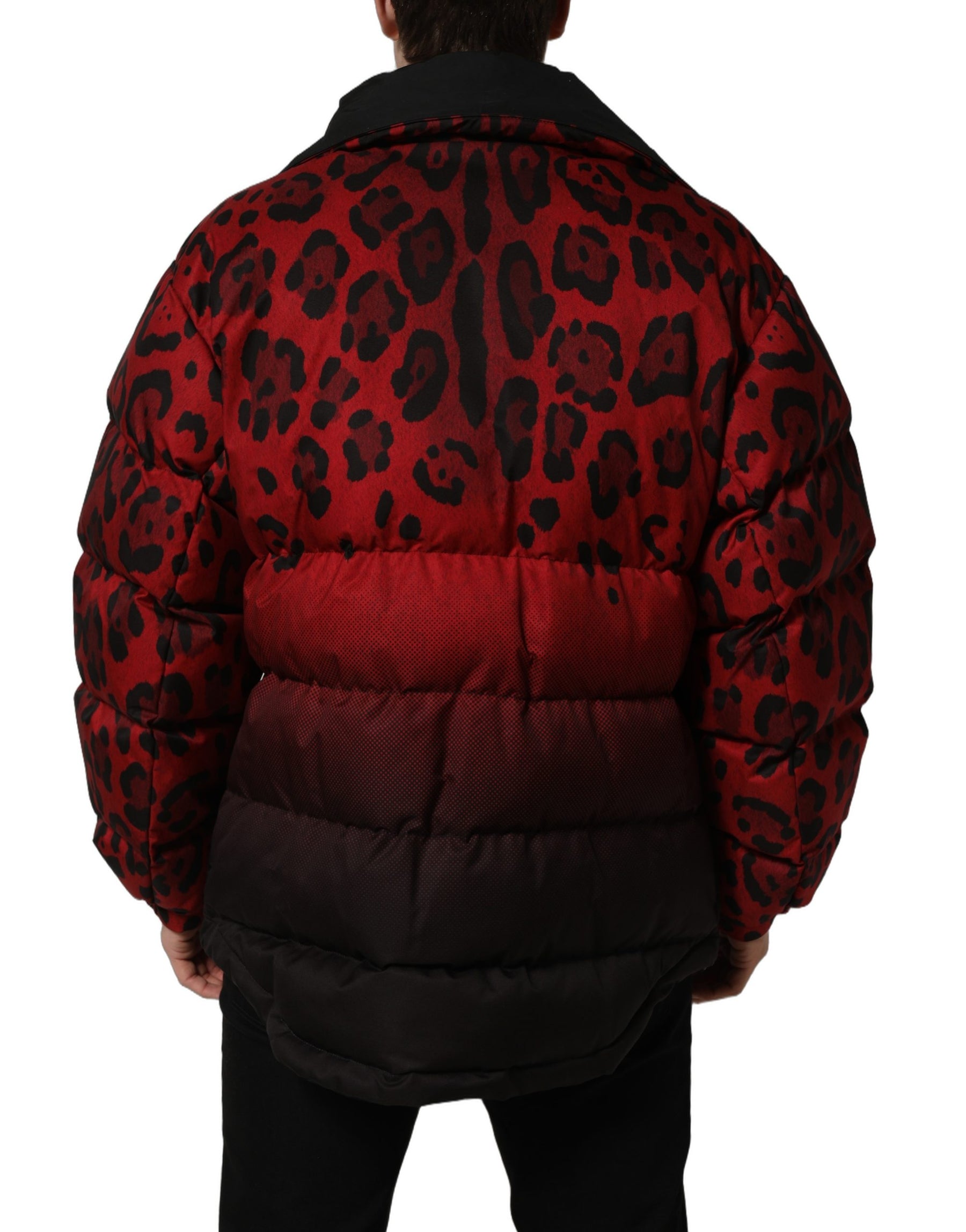 Dolce & Gabbana Red Black Reversible Animal Print Puffer Coat Jacket | Regal Royce