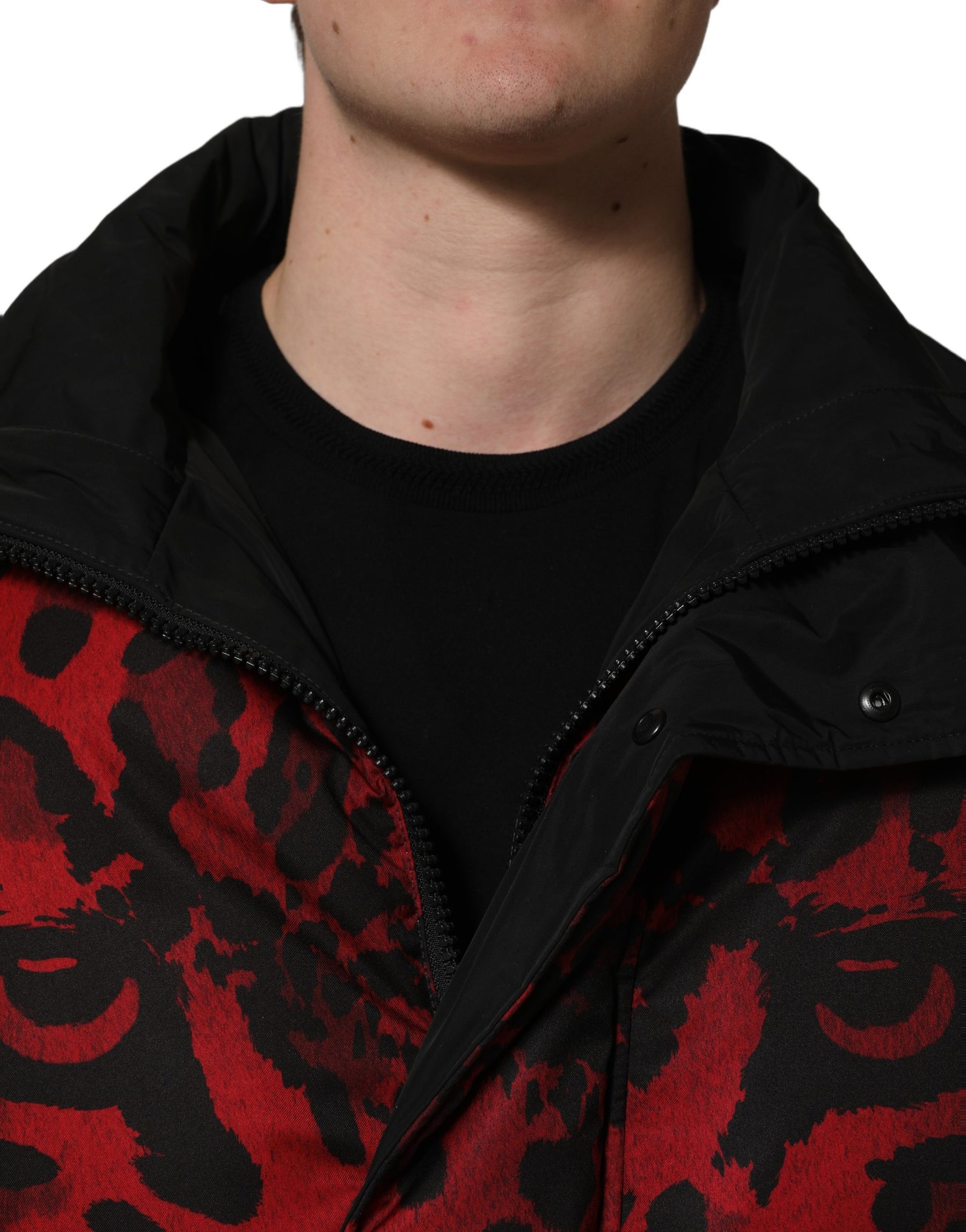 Dolce & Gabbana Red Black Reversible Animal Print Puffer Coat Jacket | Regal Royce