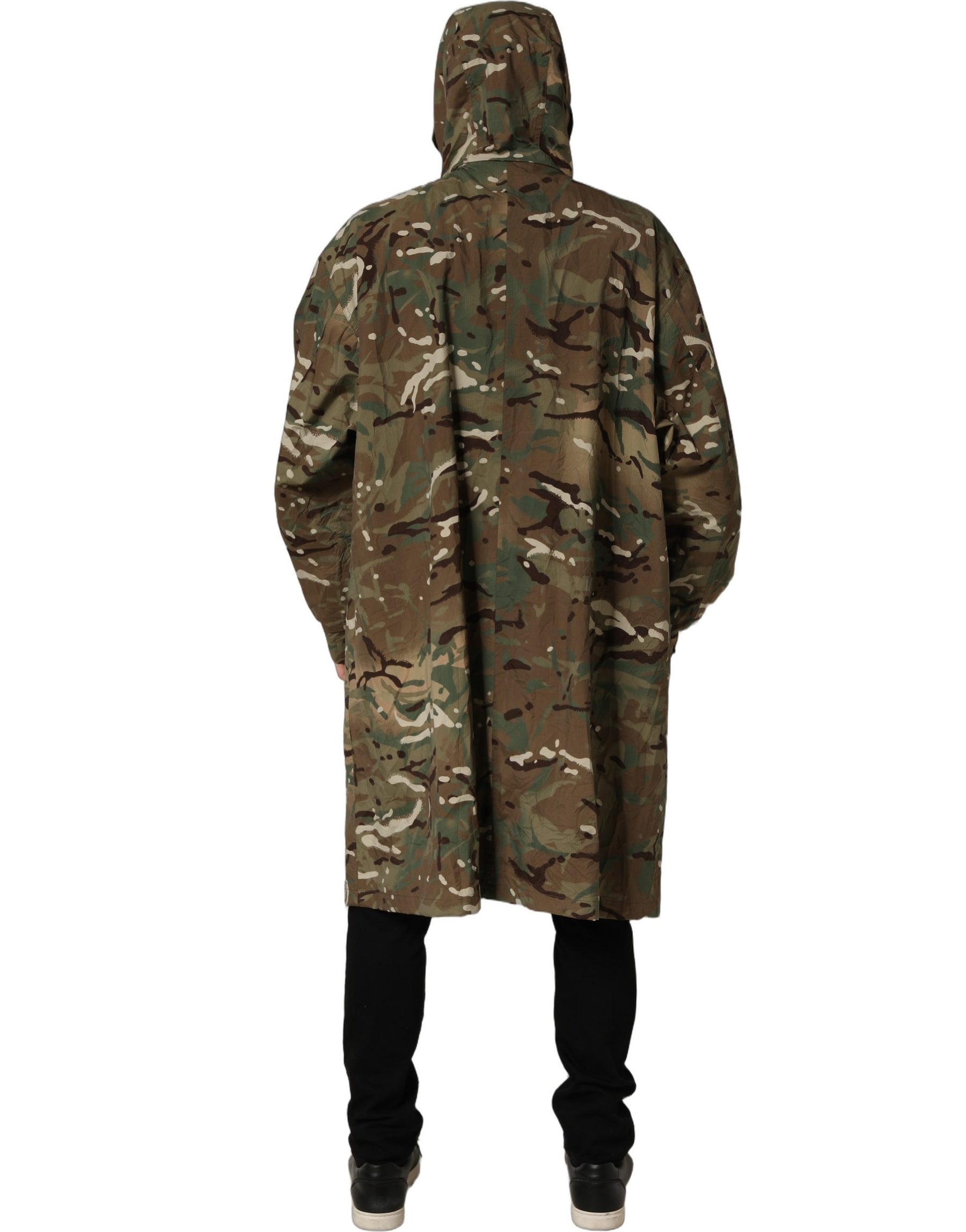 Dolce & Gabbana Multicolor Camouflage Hooded Coat Jacket | Regal Royce