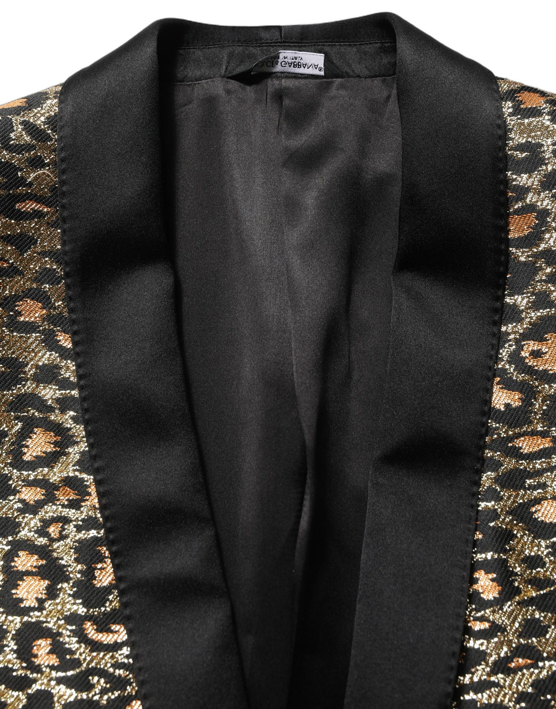 Dolce & Gabbana Gold Leopard Single Breasted Men Coat Jacket | Regal Royce