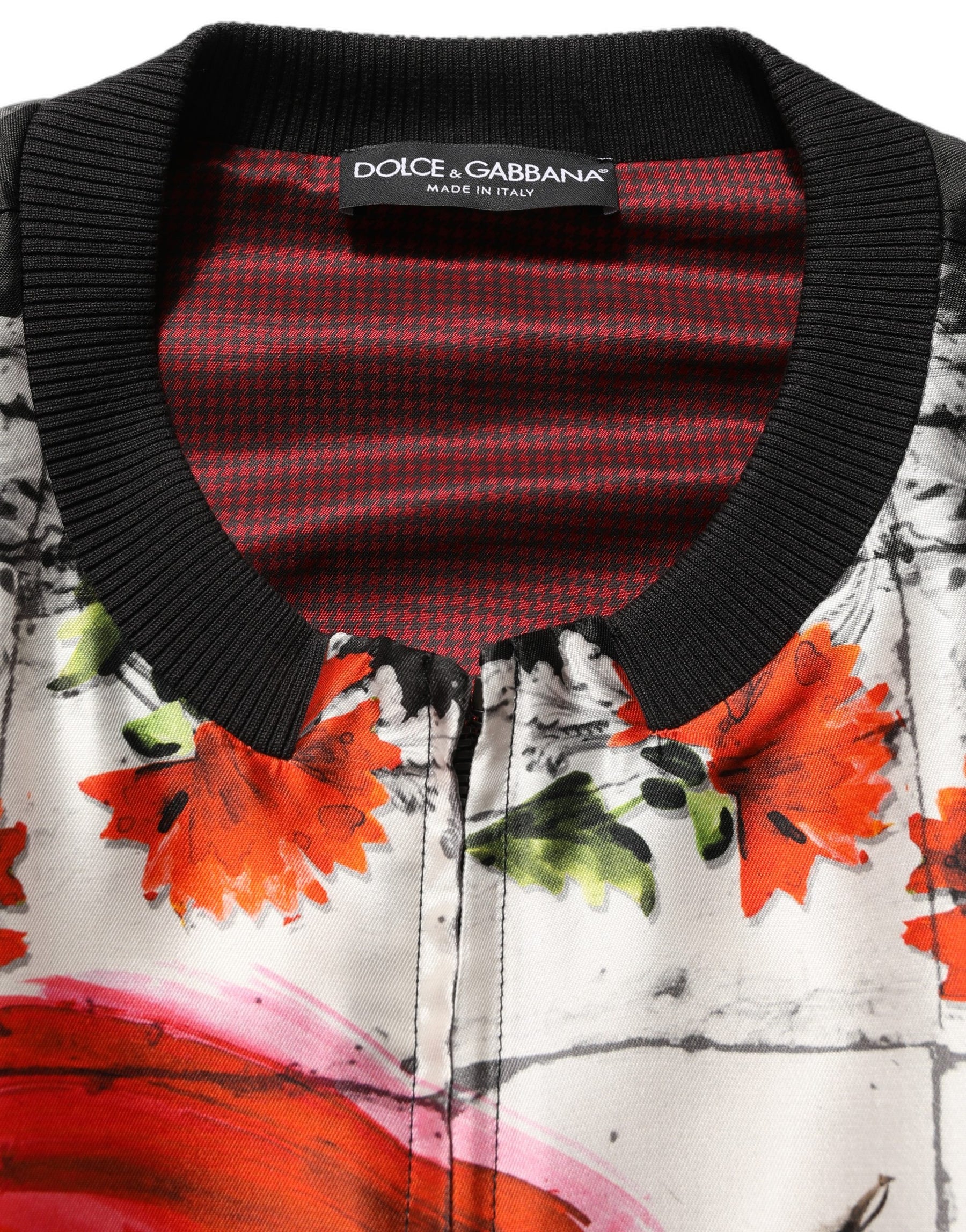 Dolce & Gabbana Multicolor Majolica Bull Print Bomber Jacket | Regal Royce