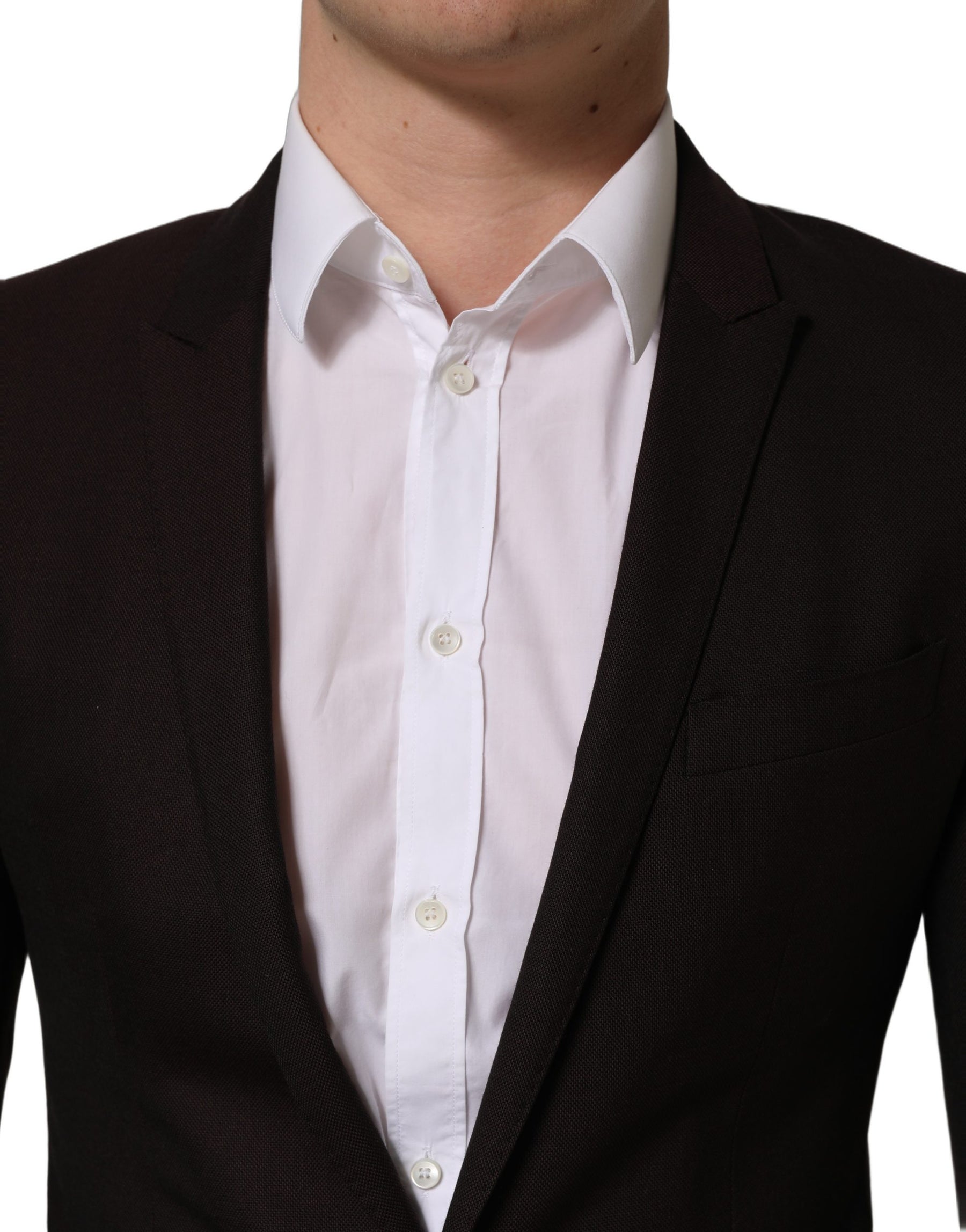 Dolce & Gabbana Brown Wool GOLD Single Breasted Men Jacket | Regal Royce