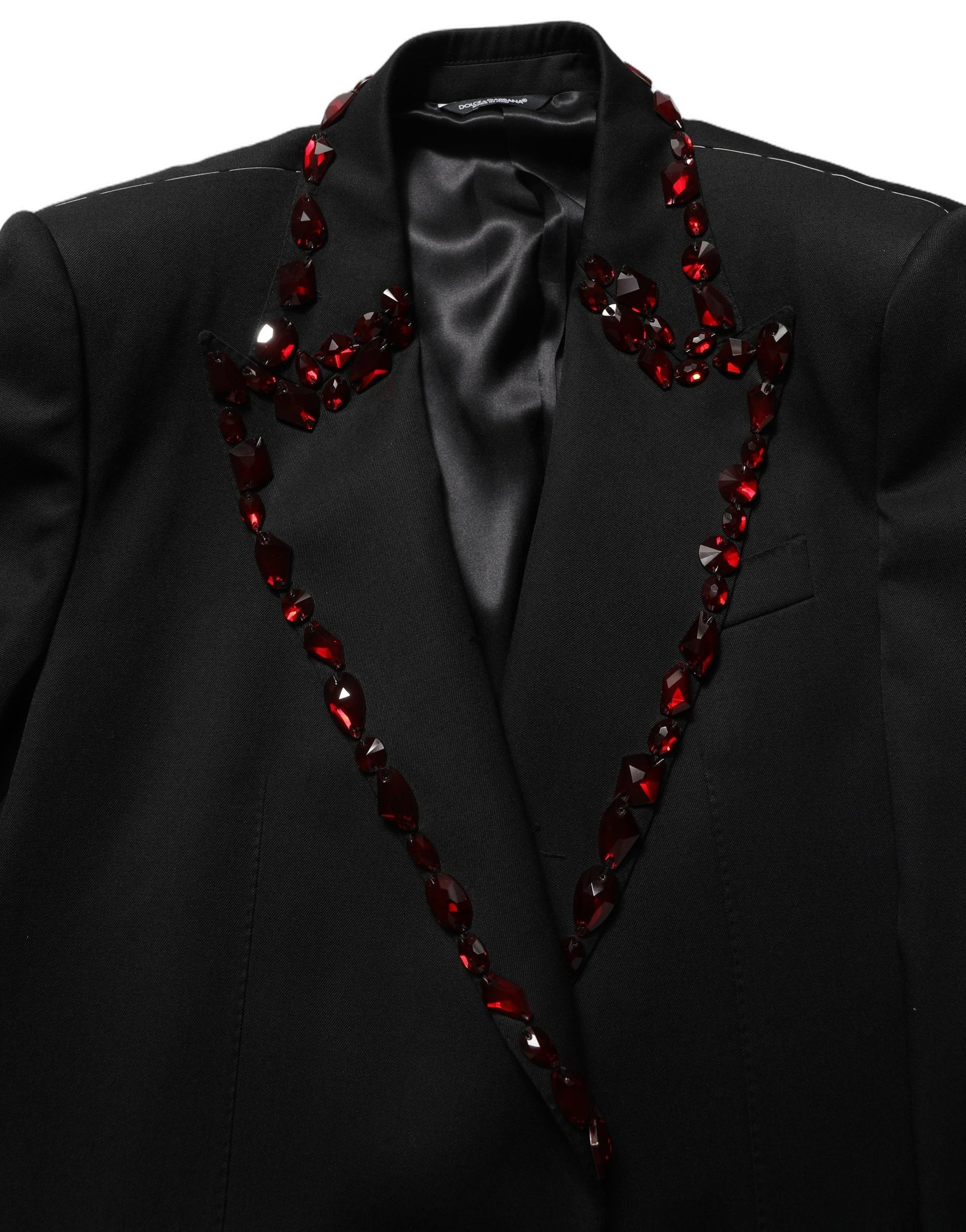 Dolce & Gabbana Black Crystal Embellished Coat Blazer Jacket | Regal Royce