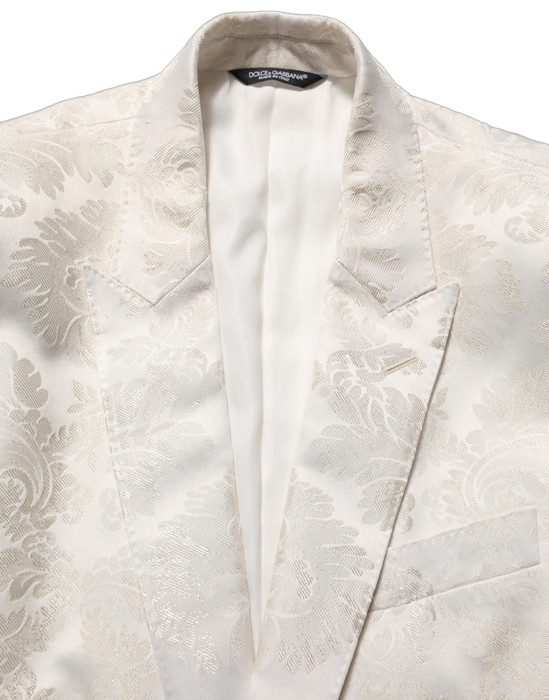 Dolce & Gabbana Off White Floral Single Breasted Men Jacket | Regal Royce