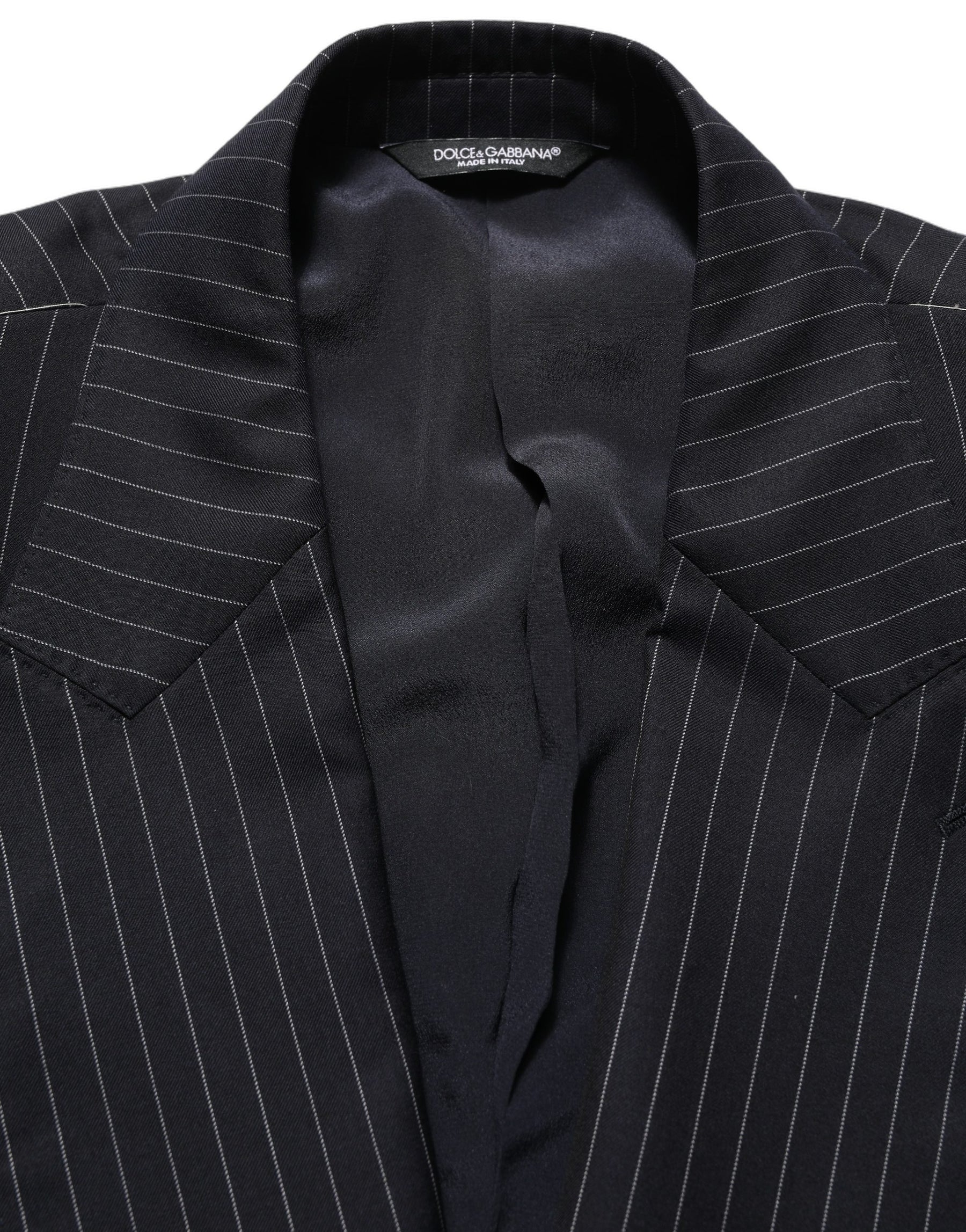 Dolce & Gabbana Black Stripes Wool Double Breasted Jacket | Regal Royce