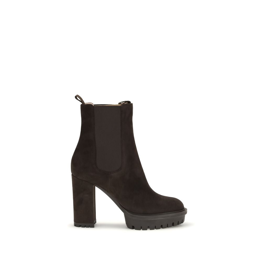 Gianvito Rossi Brown Calf Leather Bos Taurus Ankle Boots | Regal Royce