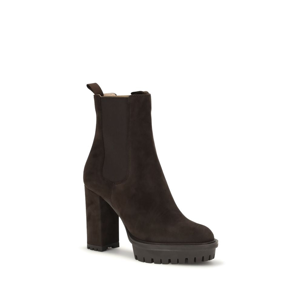 Gianvito Rossi Brown Calf Leather Bos Taurus Ankle Boots | Regal Royce
