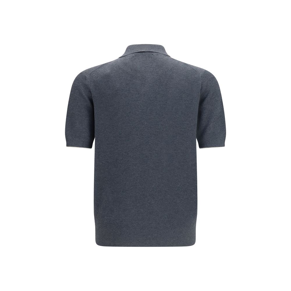 Brunello Cucinelli Gray Cotton Polo Shirt | Regal Royce