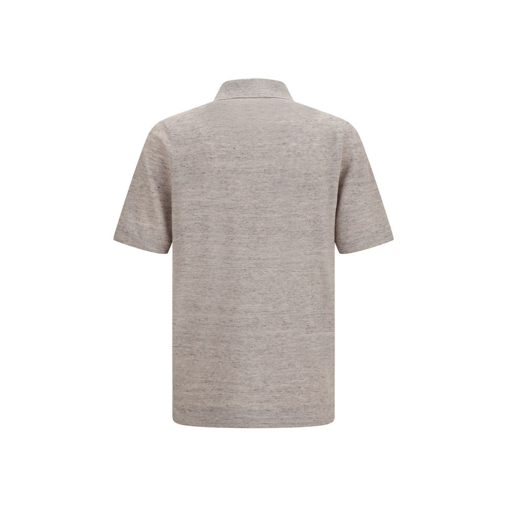 Brunello Cucinelli Beige Linen Polo Shirt | Regal Royce