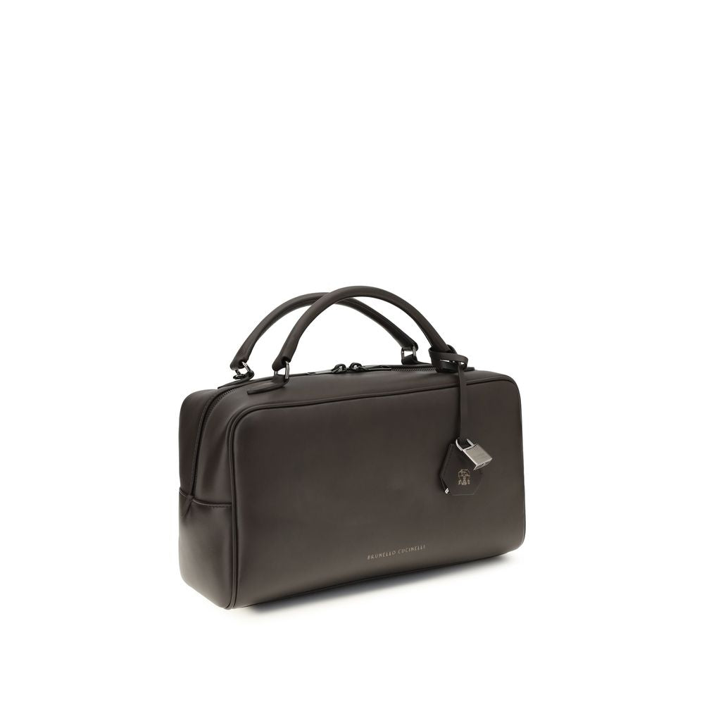 Brunello Cucinelli Brown Calf Leather Bos Taurus Handbag | Regal Royce
