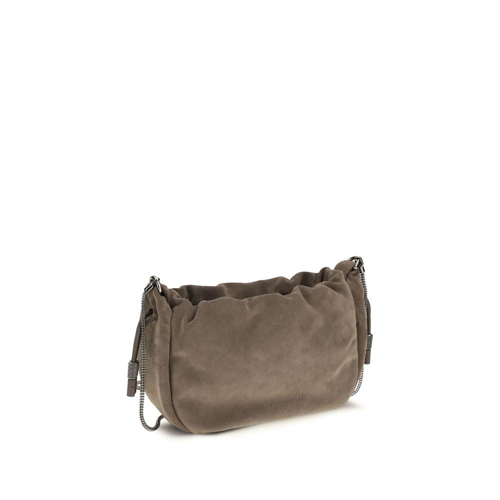 Brunello Cucinelli Brown Calf Leather Bos Taurus Shoulder Bag | Regal Royce