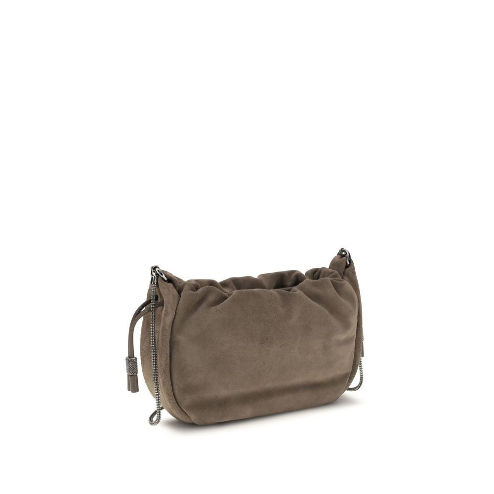 Brunello Cucinelli Brown Calf Leather Bos Taurus Shoulder Bag | Regal Royce