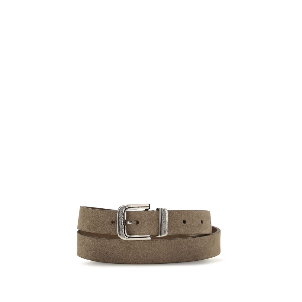 Brunello Cucinelli Beige Calf Leather Bos Taurus Thin Belt | Regal Royce