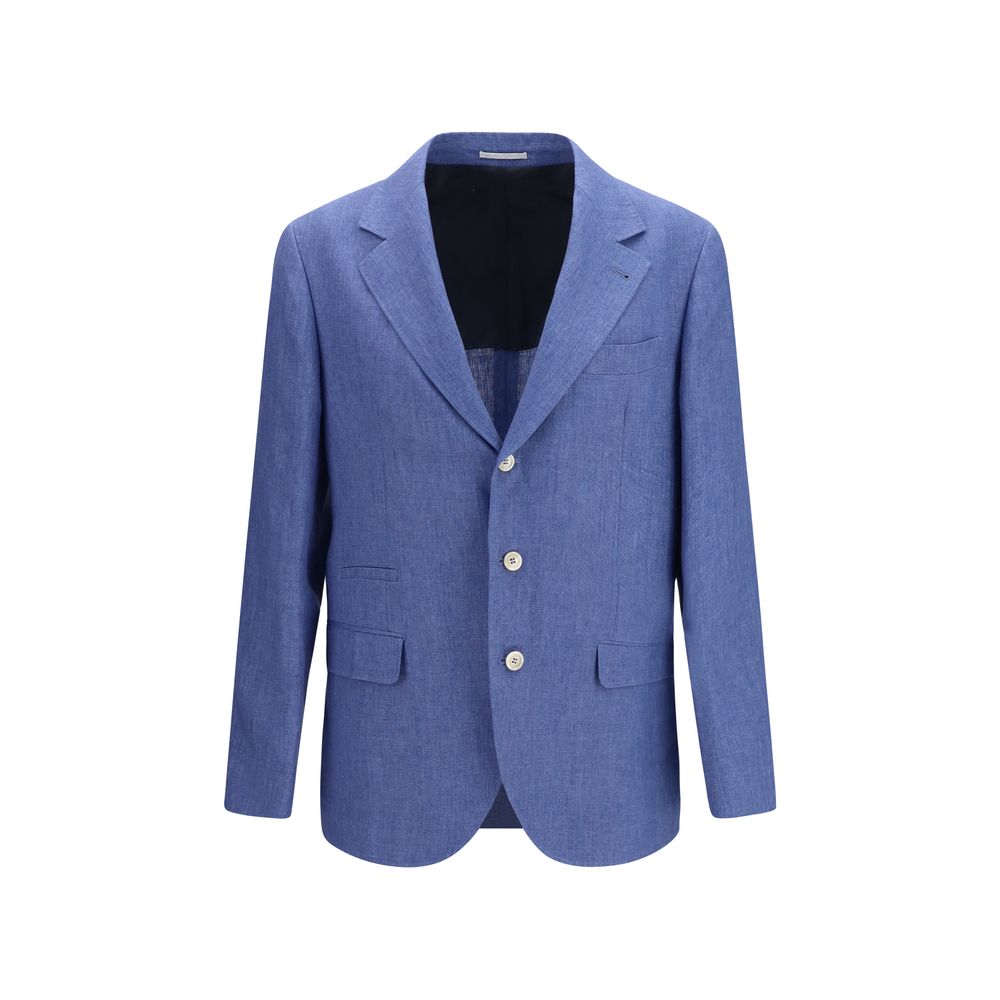 Brunello Cucinelli Blue Linen Full-Length Jacket | Regal Royce