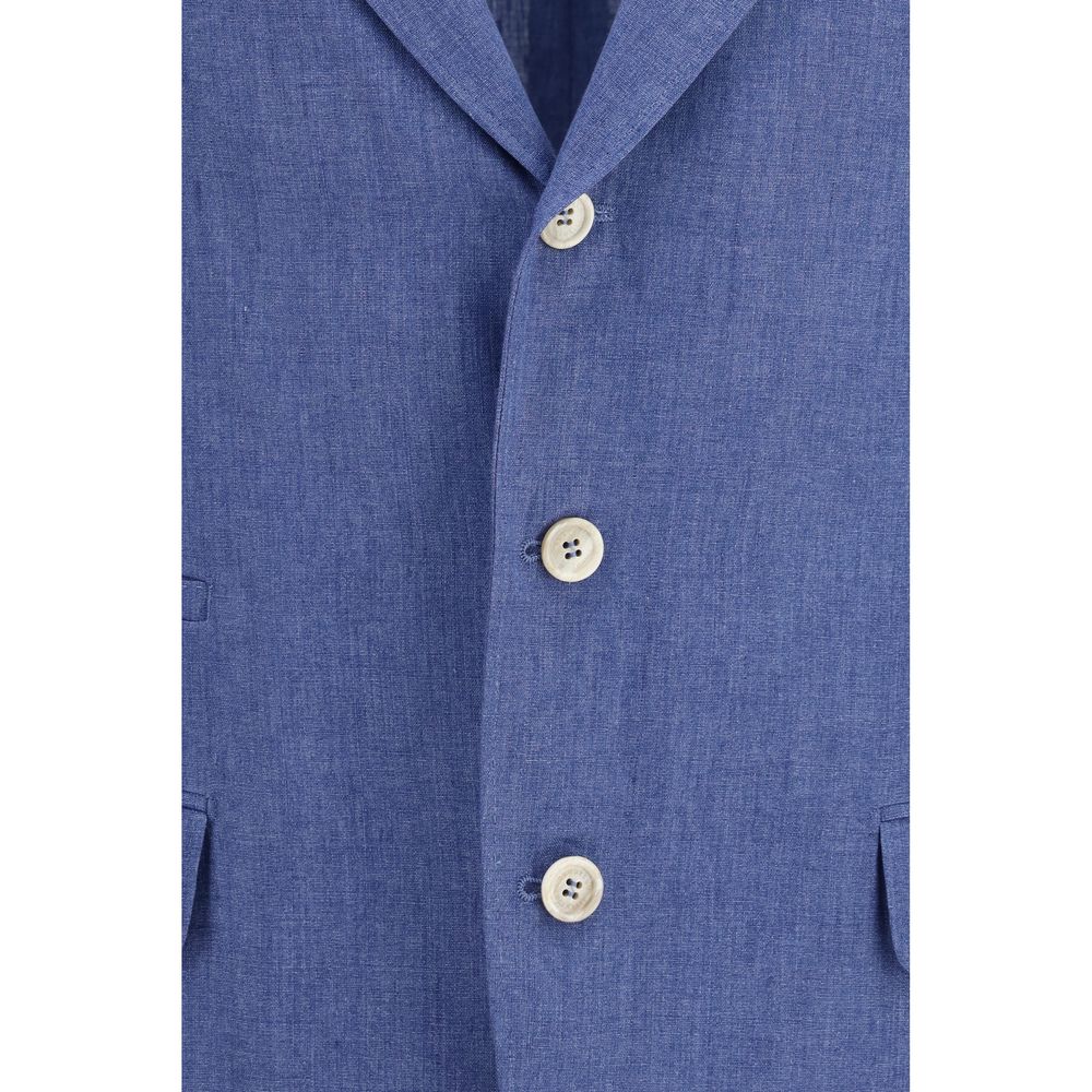 Brunello Cucinelli Blue Linen Full-Length Jacket | Regal Royce