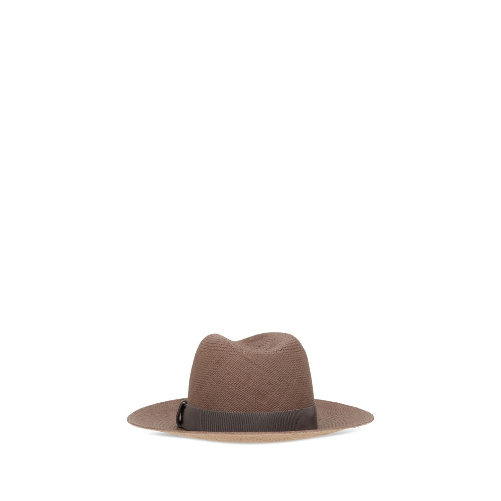 Brunello Cucinelli Brown Raffia Fedora | Regal Royce