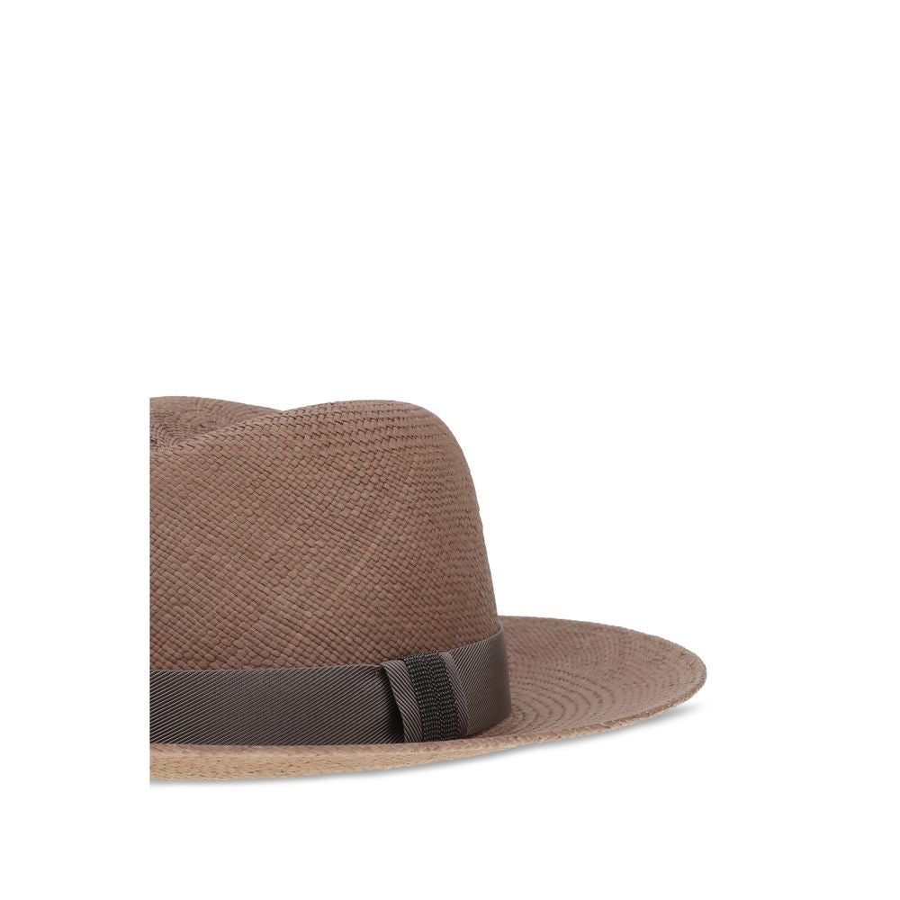 Brunello Cucinelli Brown Raffia Fedora | Regal Royce