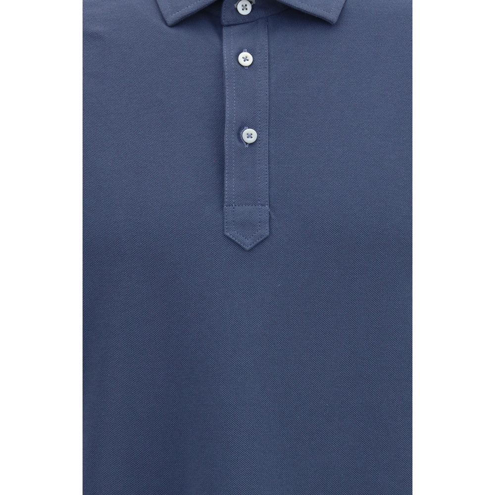 Brunello Cucinelli Blue Cotton Polo Shirt | Regal Royce