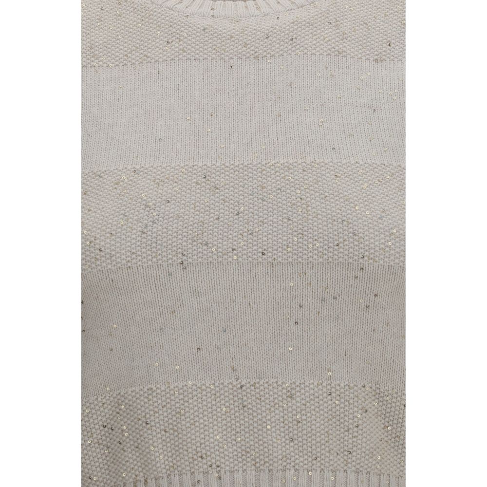 Brunello Cucinelli Beige Cotton Sleeveles Sweater | Regal Royce