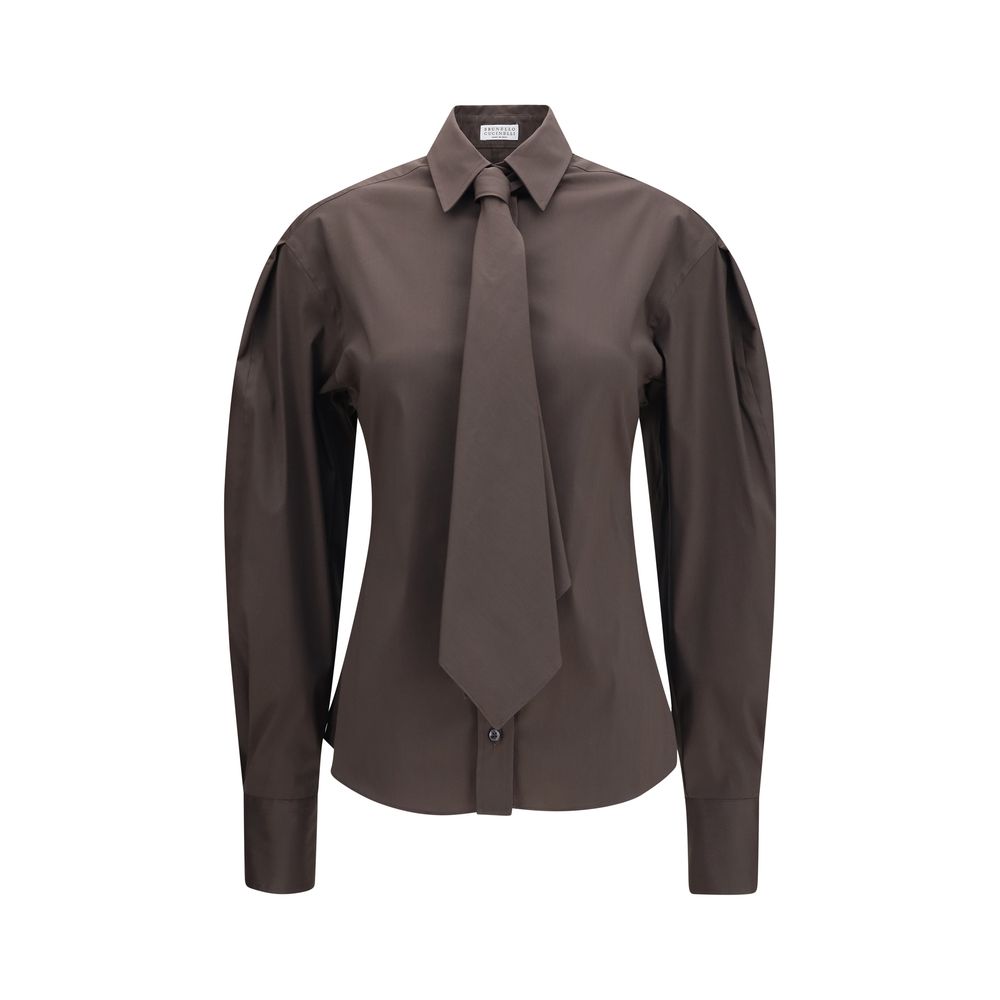 Brunello Cucinelli Brown Cotton Dress Shirt | Regal Royce
