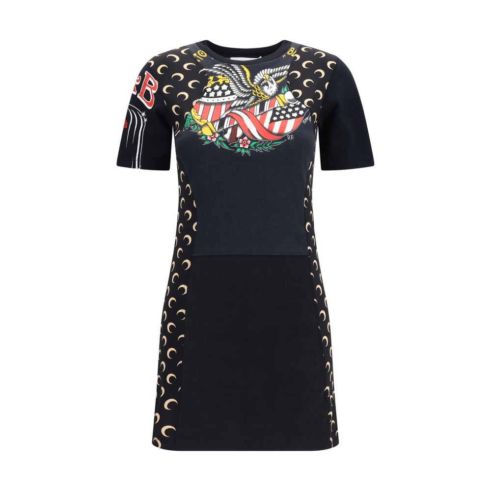 Marine Serre Black Cotton Casual Dress | Regal Royce