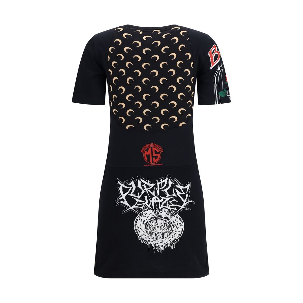 Marine Serre Black Cotton Casual Dress | Regal Royce