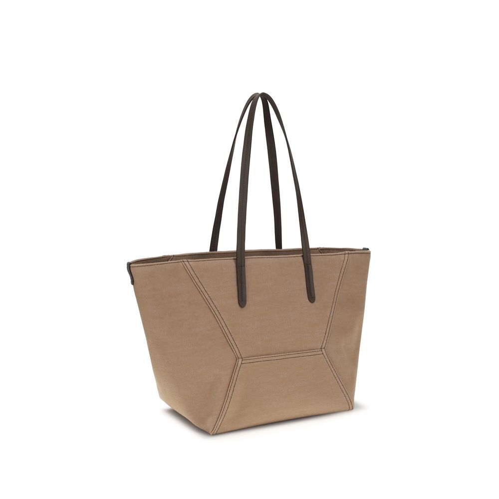 Brunello Cucinelli Beige Cotton Shoulder Bag | Regal Royce