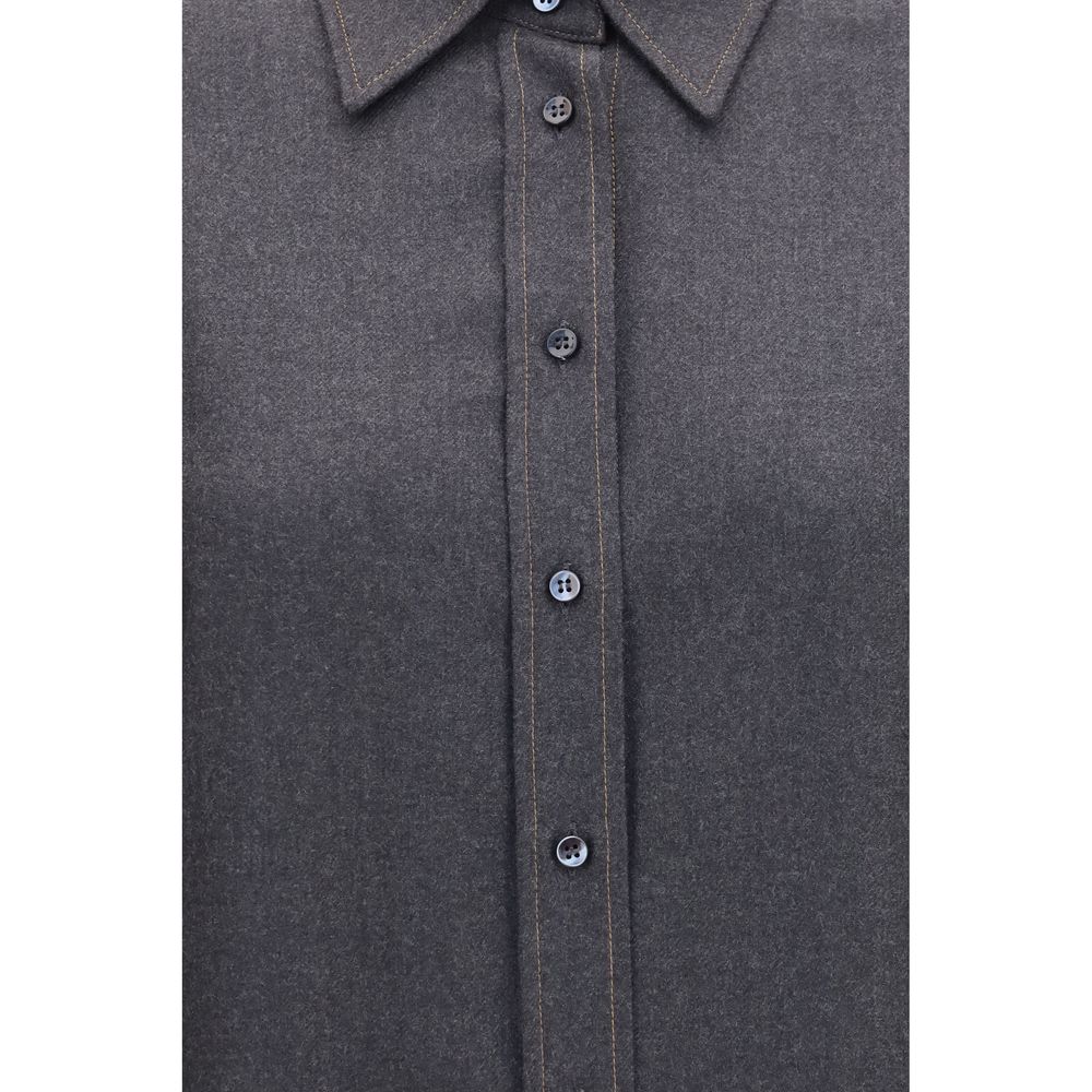 Brunello Cucinelli Gray Wool Oves Aries Dress Shirt | Regal Royce