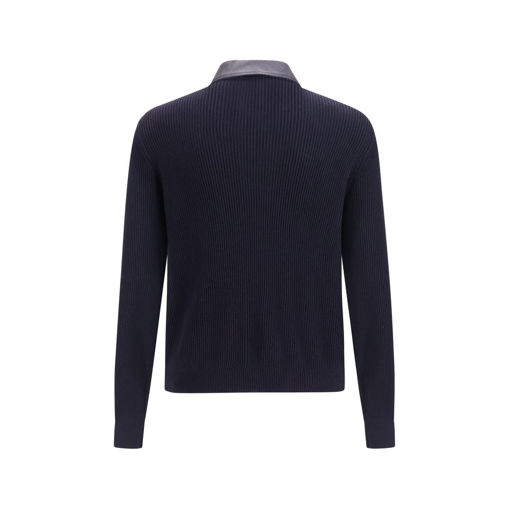 Brunello Cucinelli Blue Calf Leather Bos Taurus Leather Jacket | Regal Royce