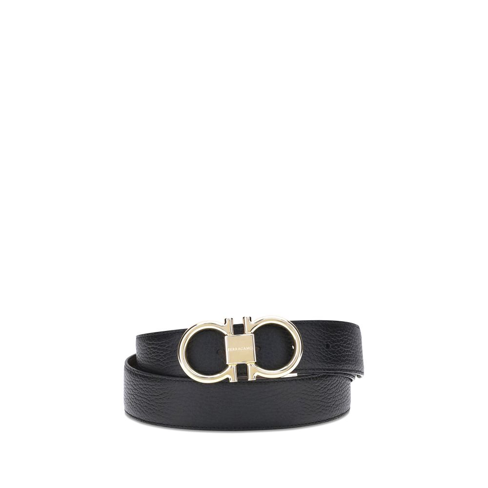 Ferragamo Black Calf Leather Bos Taurus Belt | Regal Royce