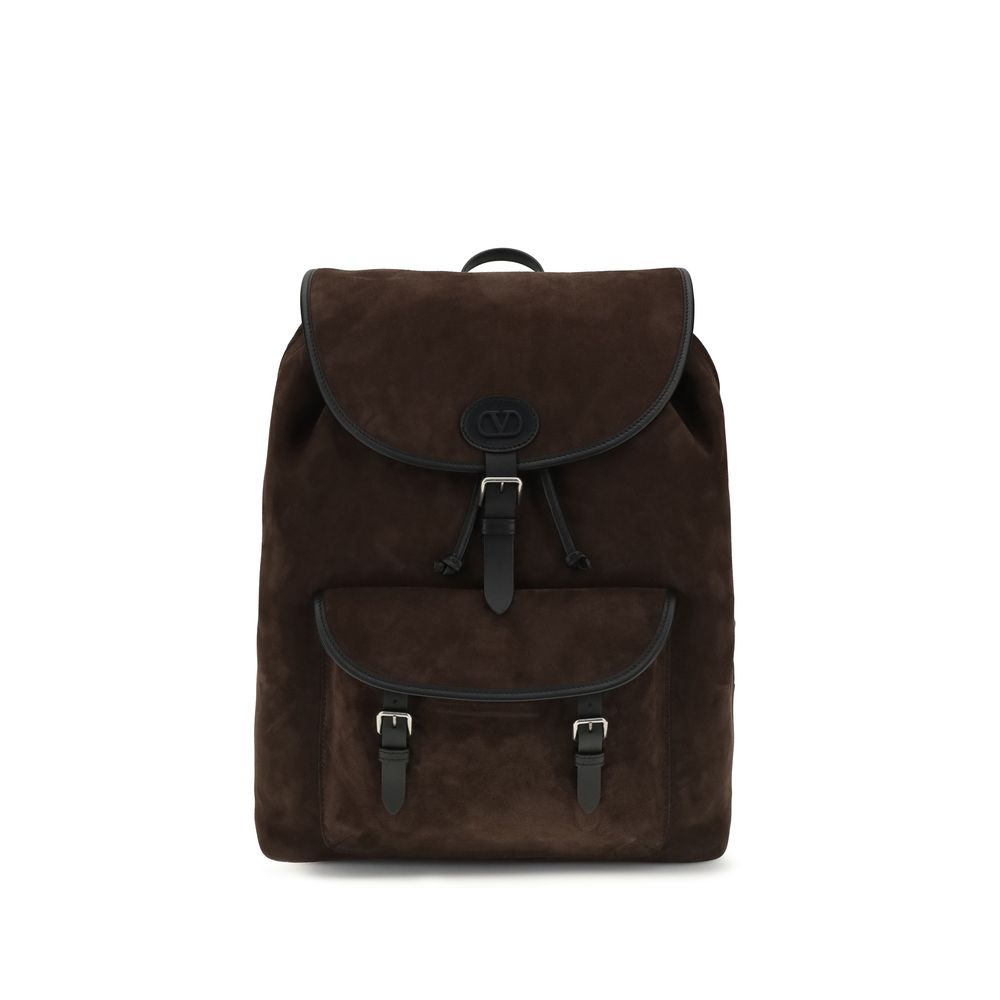 Valentino Garavani Brown Calf Leather Bos Taurus Backpack | Regal Royce