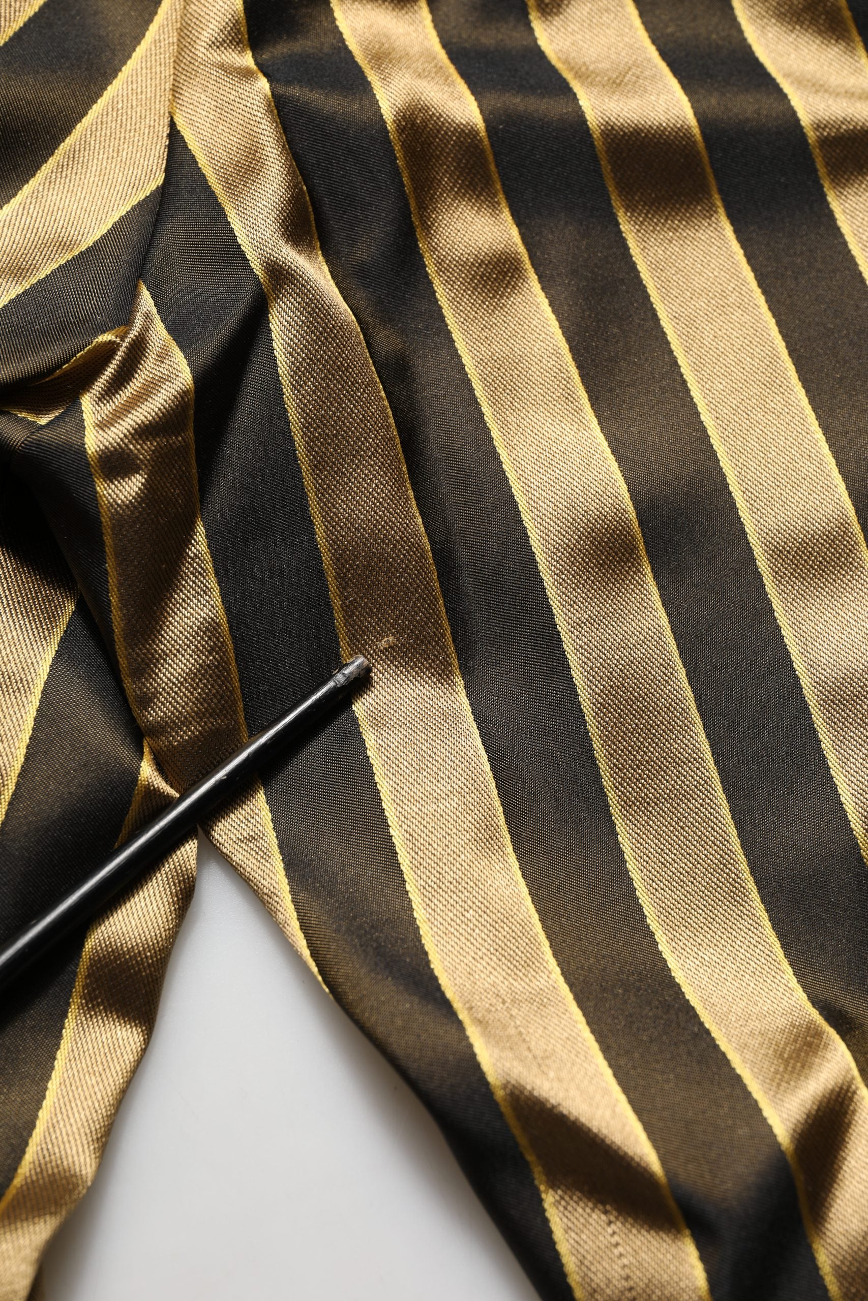 Dolce & Gabbana Gold Black Stripe Satin Tapered Leg Men Pants | Regal Royce