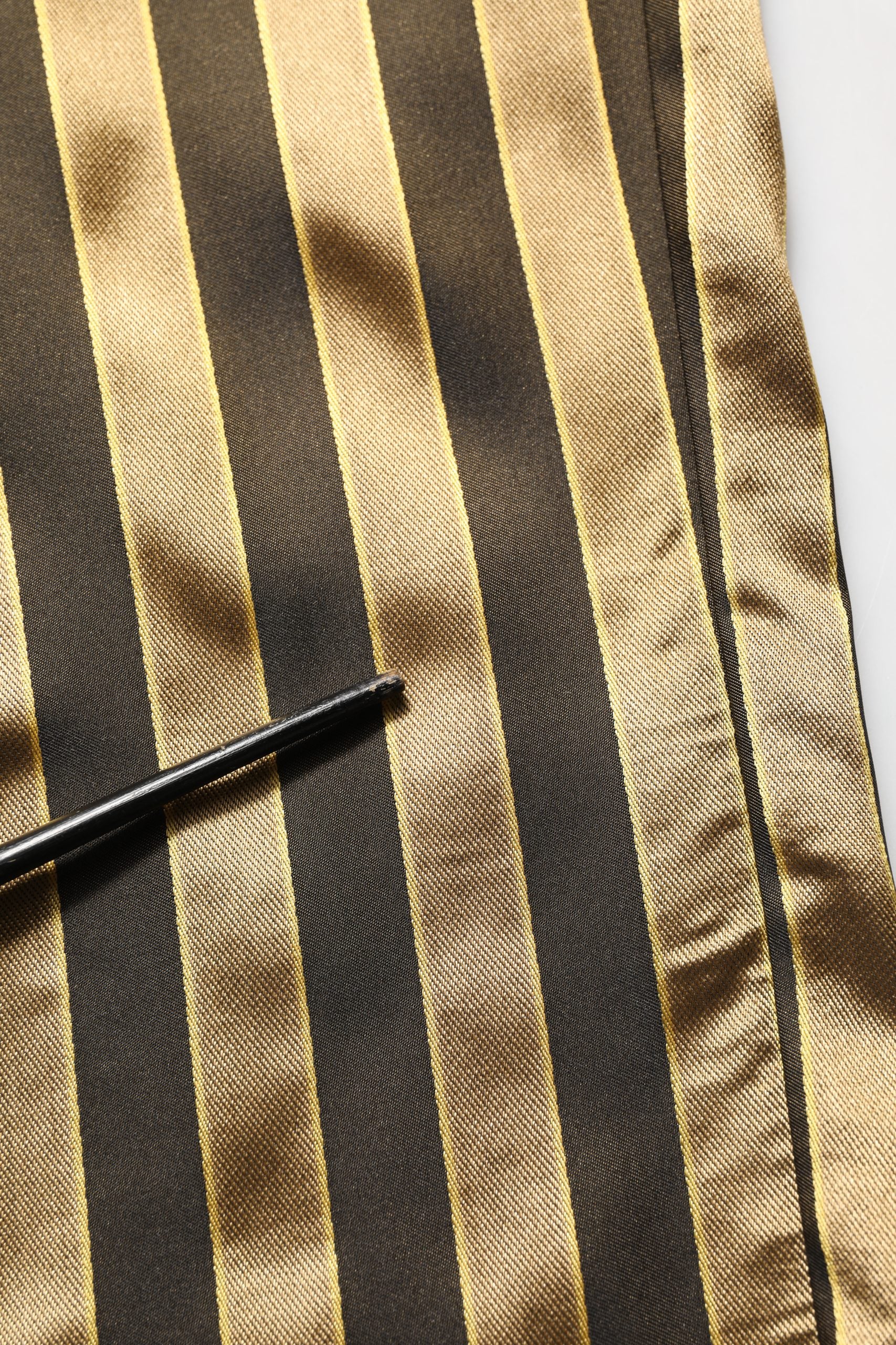 Dolce & Gabbana Gold Black Stripes Satin Tapered Leg Pants | Regal Royce