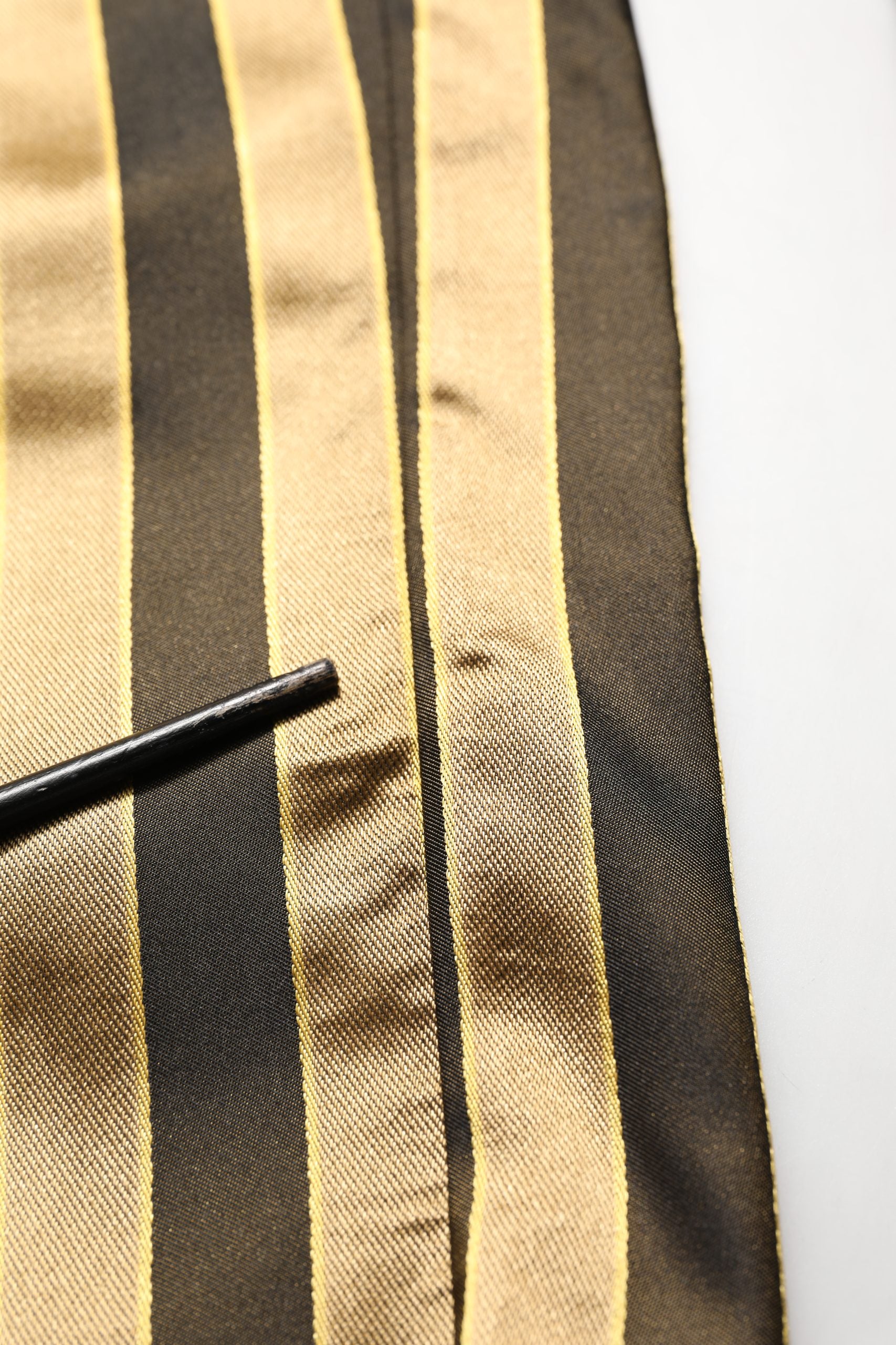 Dolce & Gabbana Gold Black Stripes Satin Tapered Leg Pants | Regal Royce