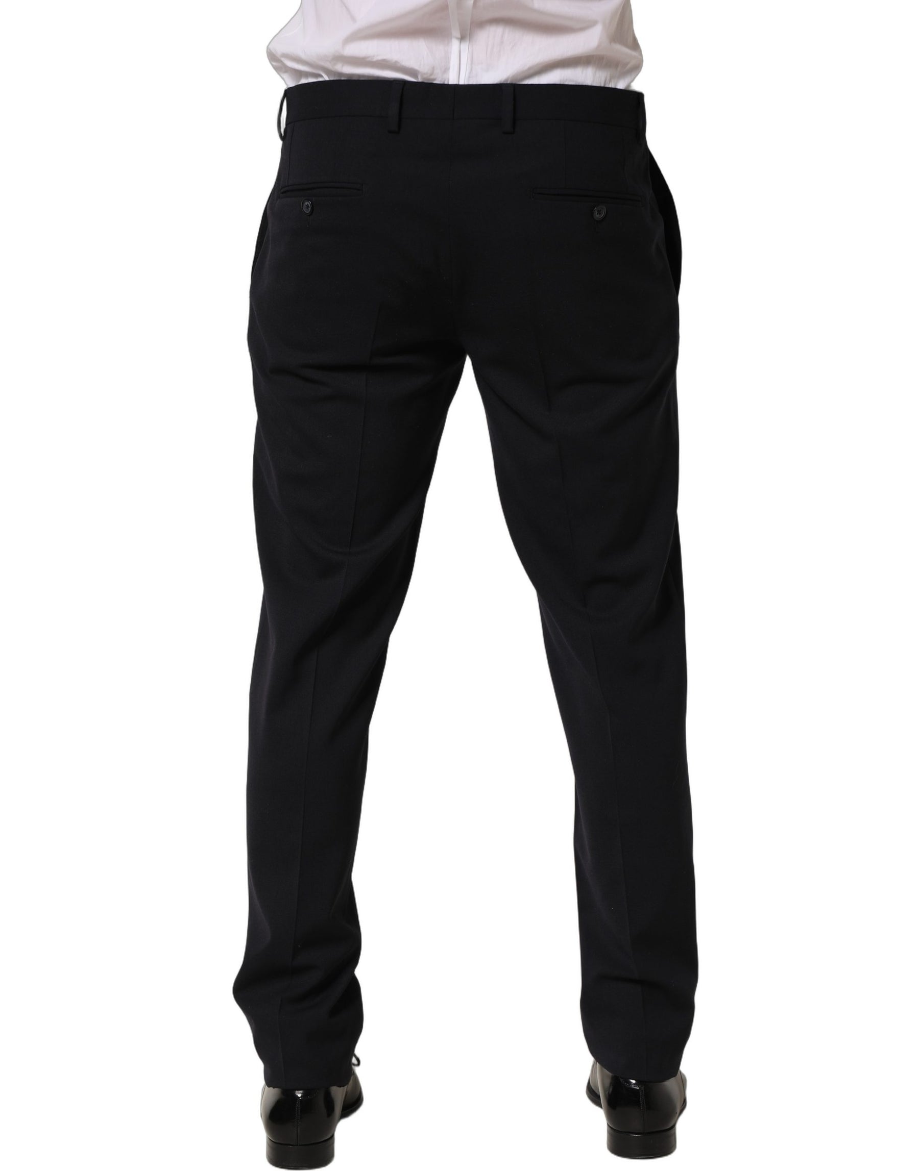 Dolce & Gabbana Black Wool Tapered Leg Dress Trouser Pants | Regal Royce