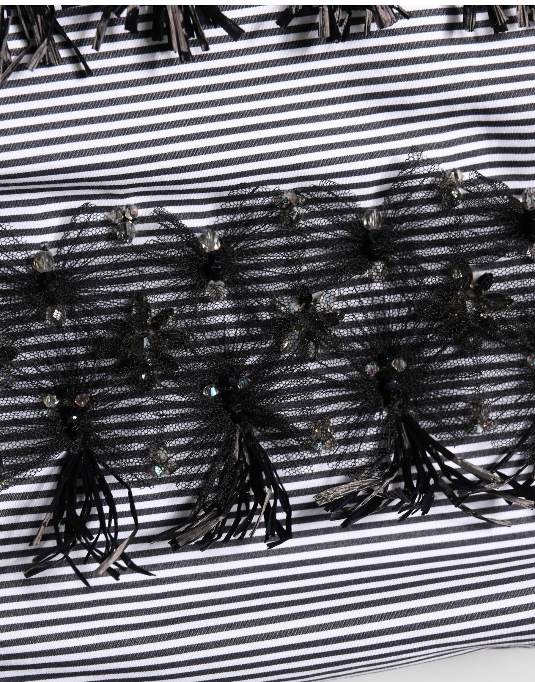 Dolce & Gabbana BlackGray Pinstripe Embellished Trouser Pants | Regal Royce
