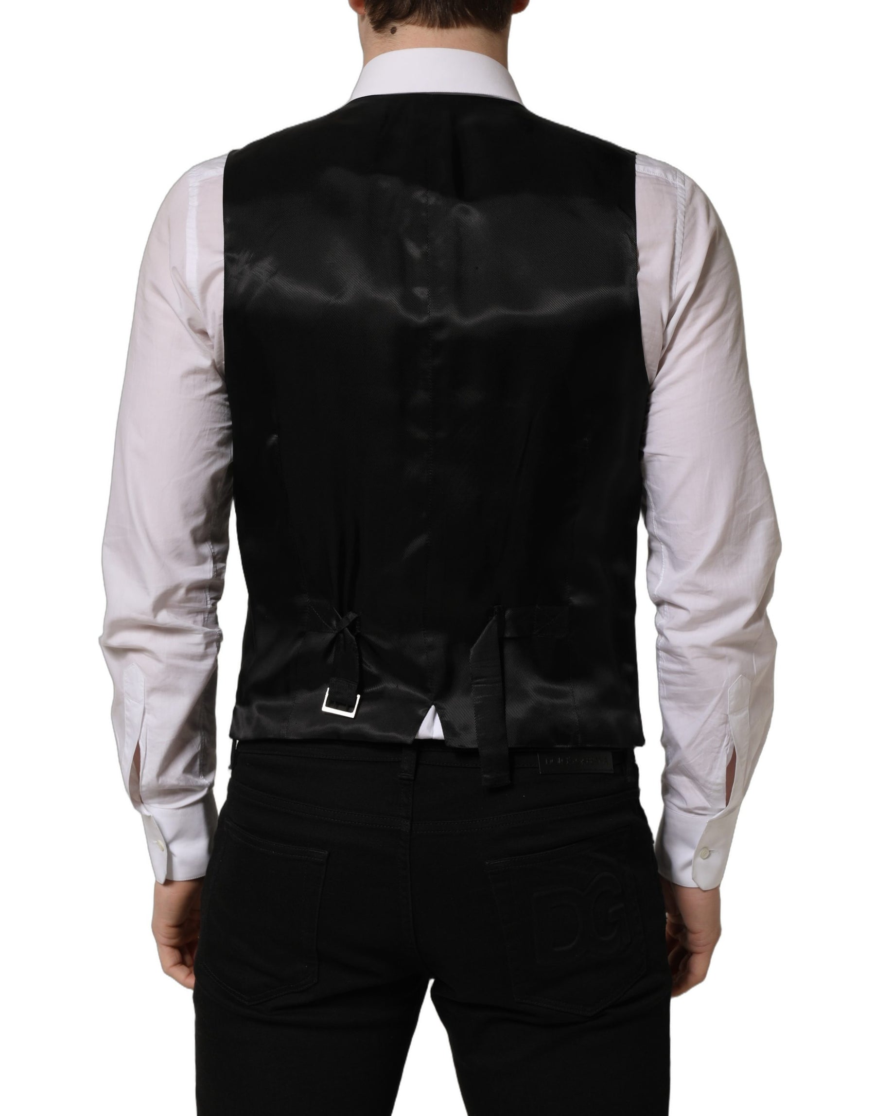 Dolce & Gabbana Black Wool Single Breasted Waistcoat Vest | Regal Royce