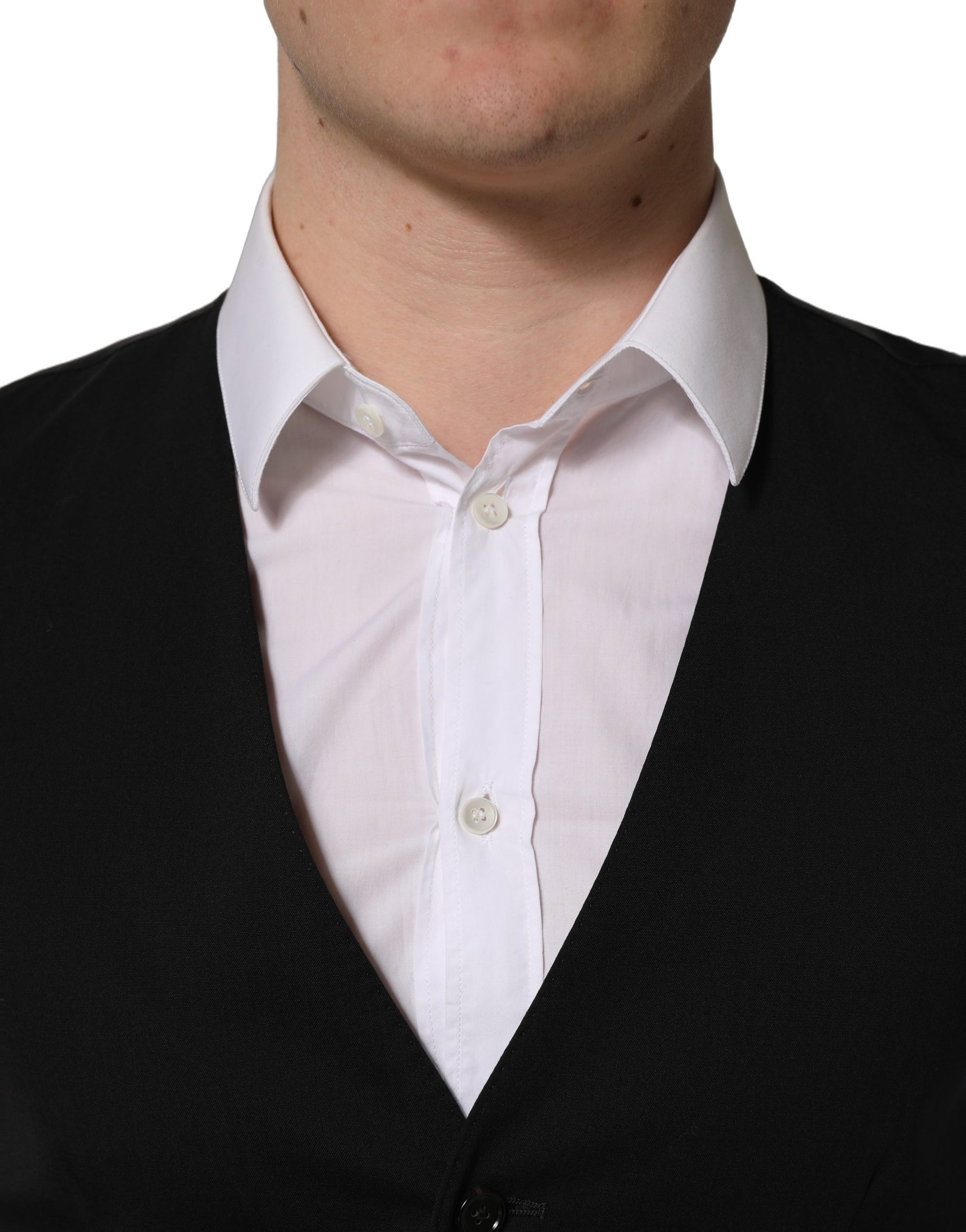 Dolce & Gabbana Black Wool Single Breasted Waistcoat Vest | Regal Royce