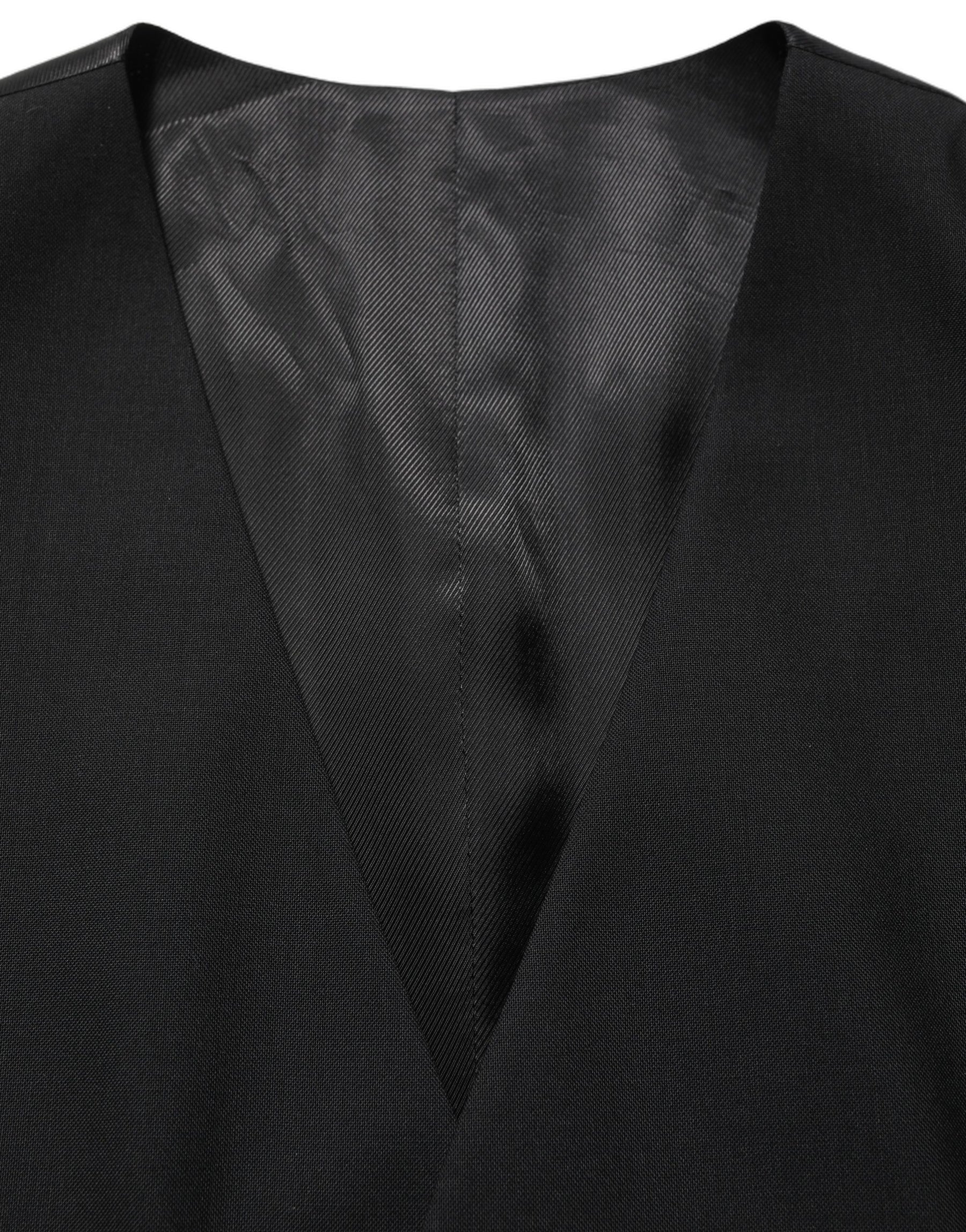 Dolce & Gabbana Black Wool Single Breasted Waistcoat Vest | Regal Royce