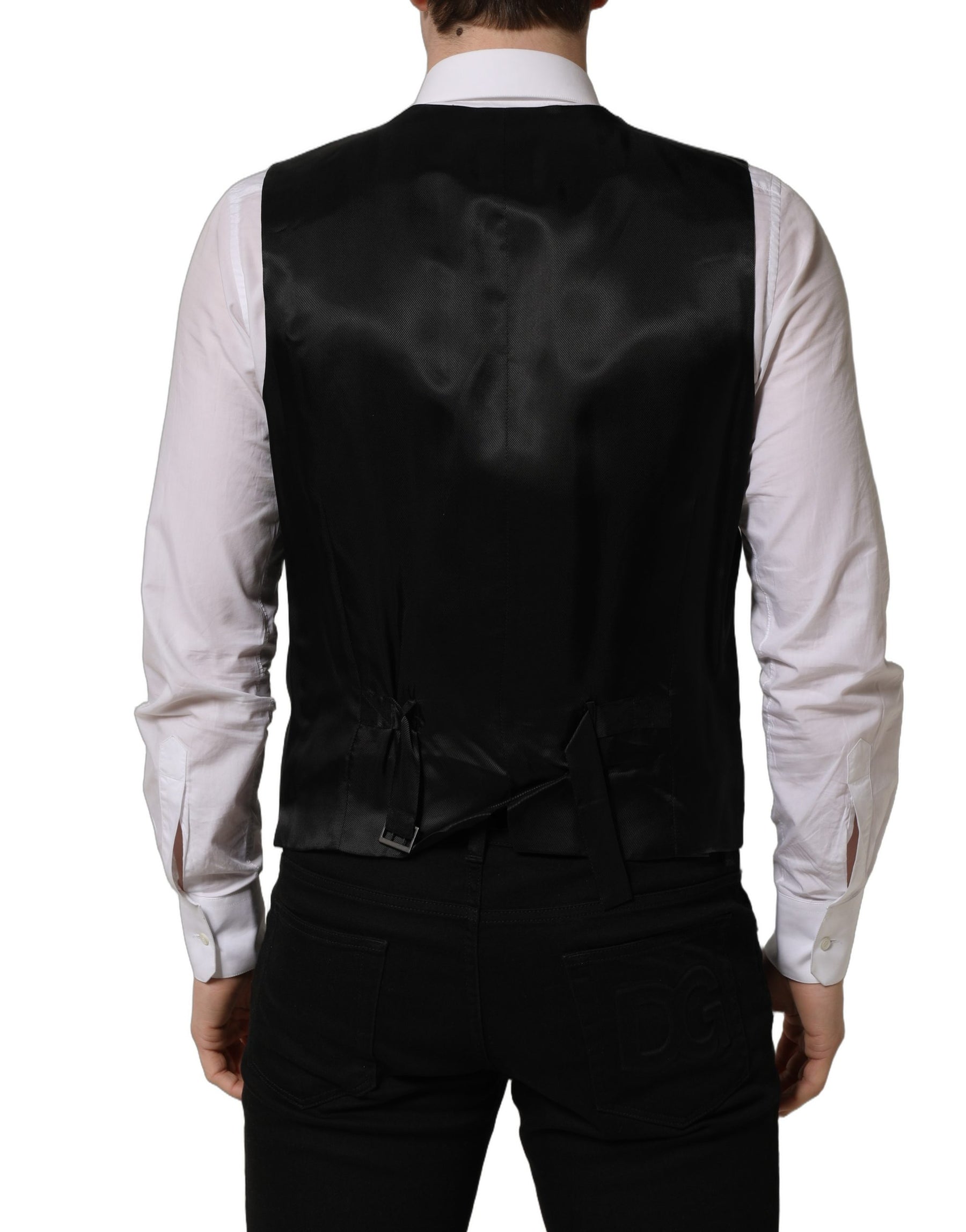 Dolce & Gabbana Black Wool Single Breasted Waistcoat Vest | Regal Royce